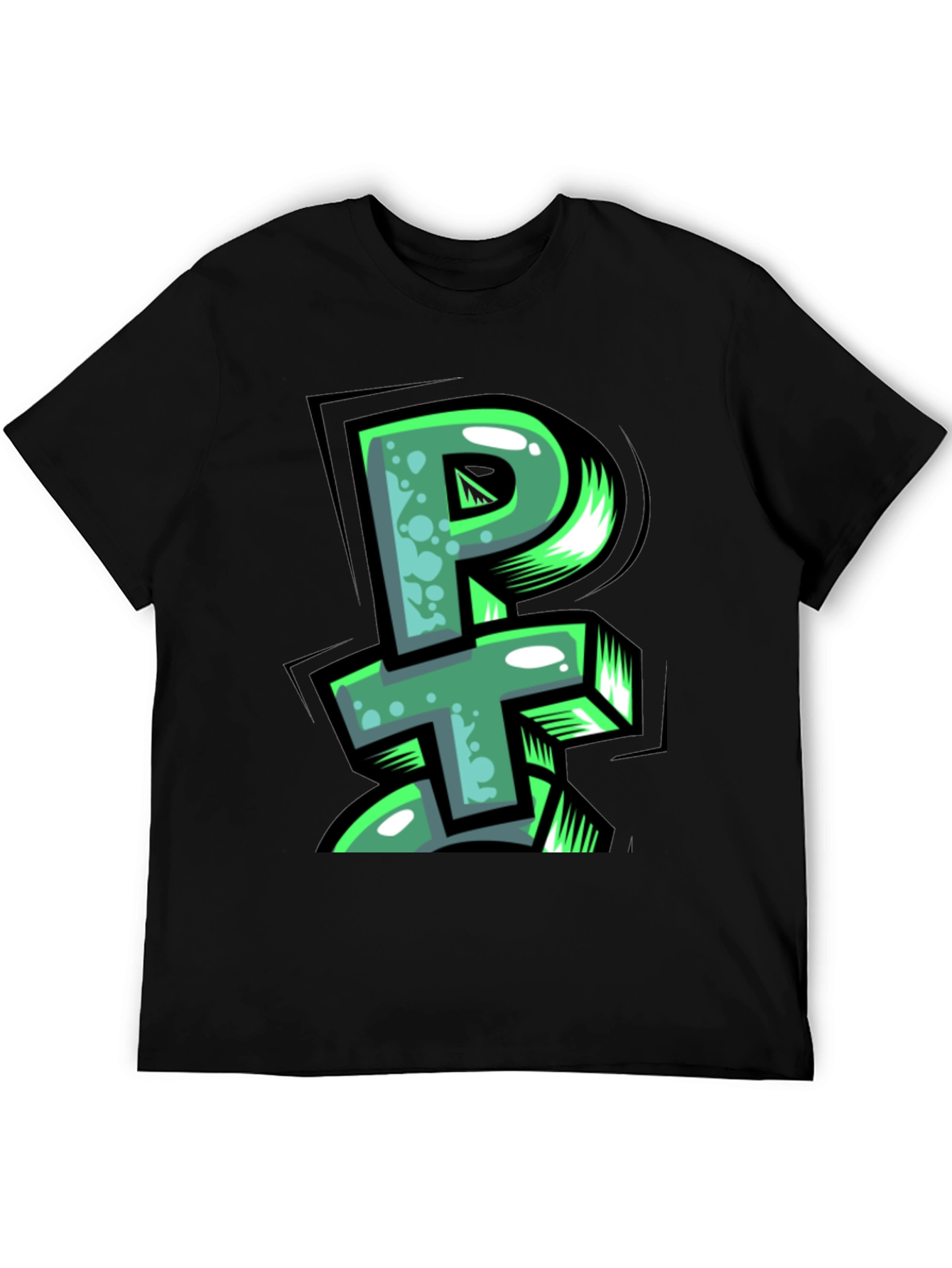 PT Graffiti Style Graphic Print Black T-Shirt