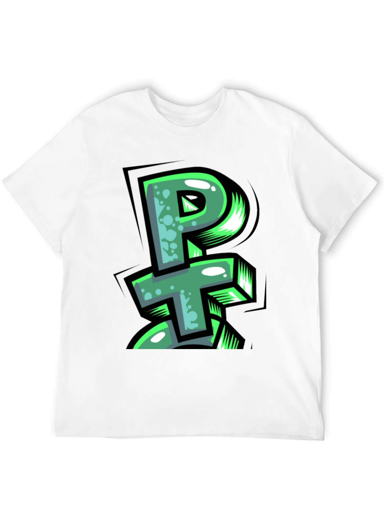PT Graffiti Style Graphic Print Black T-Shirt