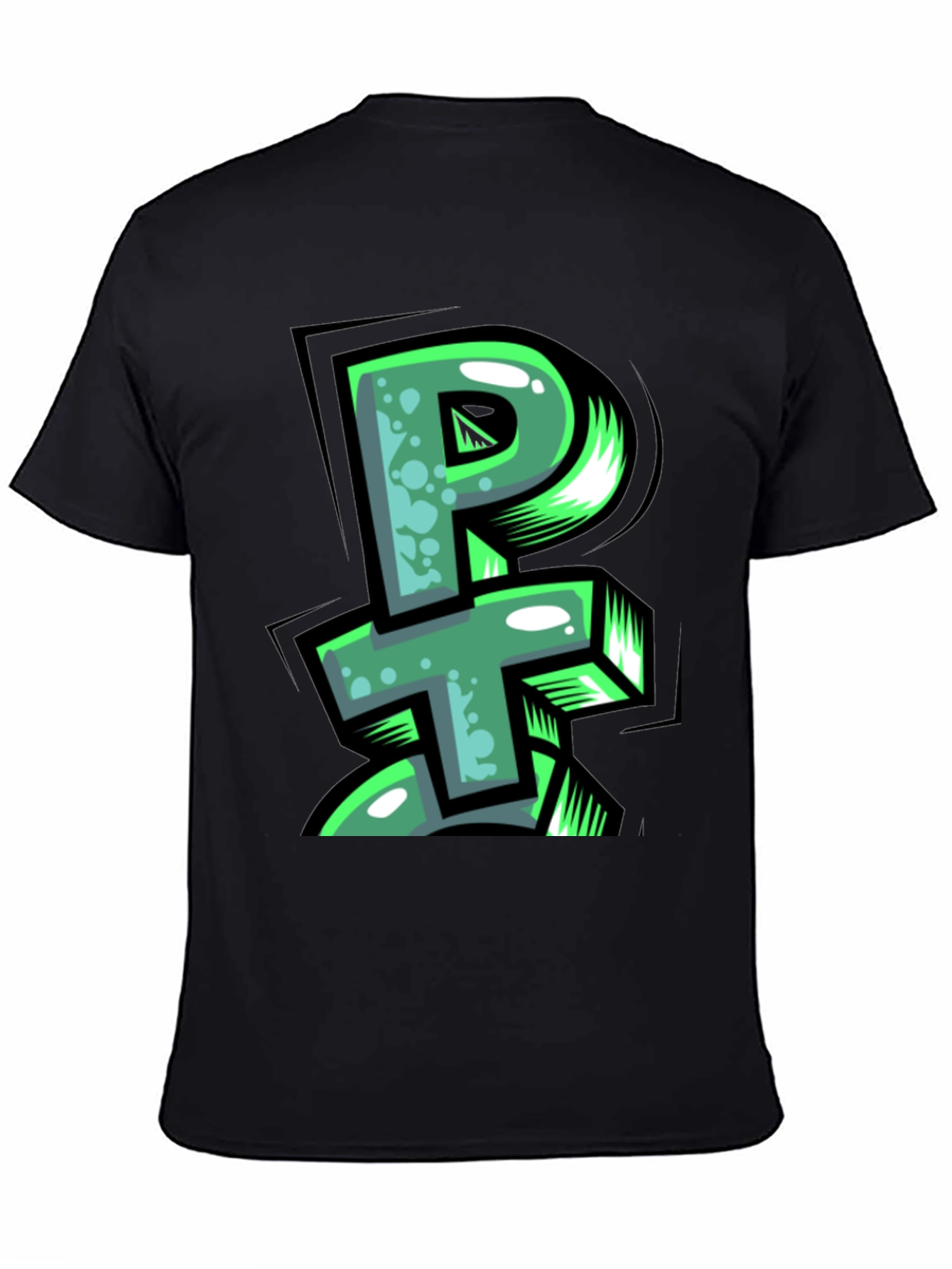 PT Graffiti Style Graphic Print Black T-Shirt