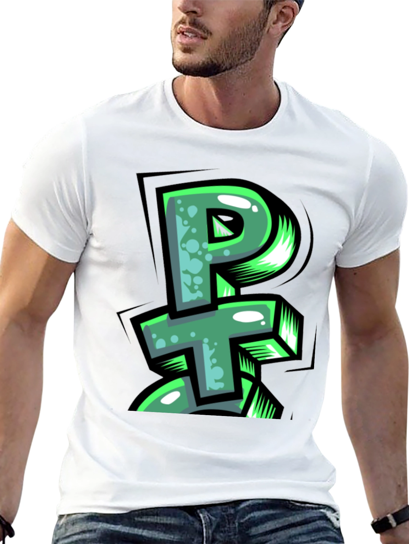 PT Graffiti Style Graphic Print Black T-Shirt