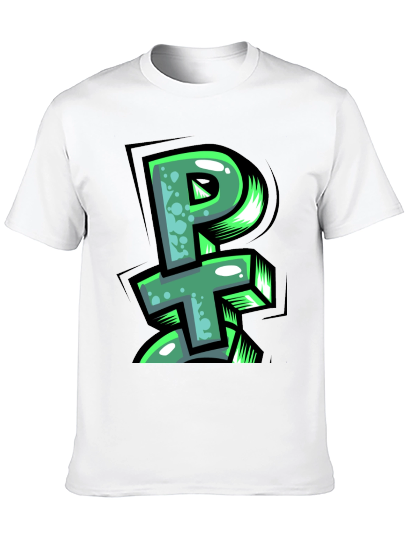 PT Graffiti Style Graphic Print Black T-Shirt