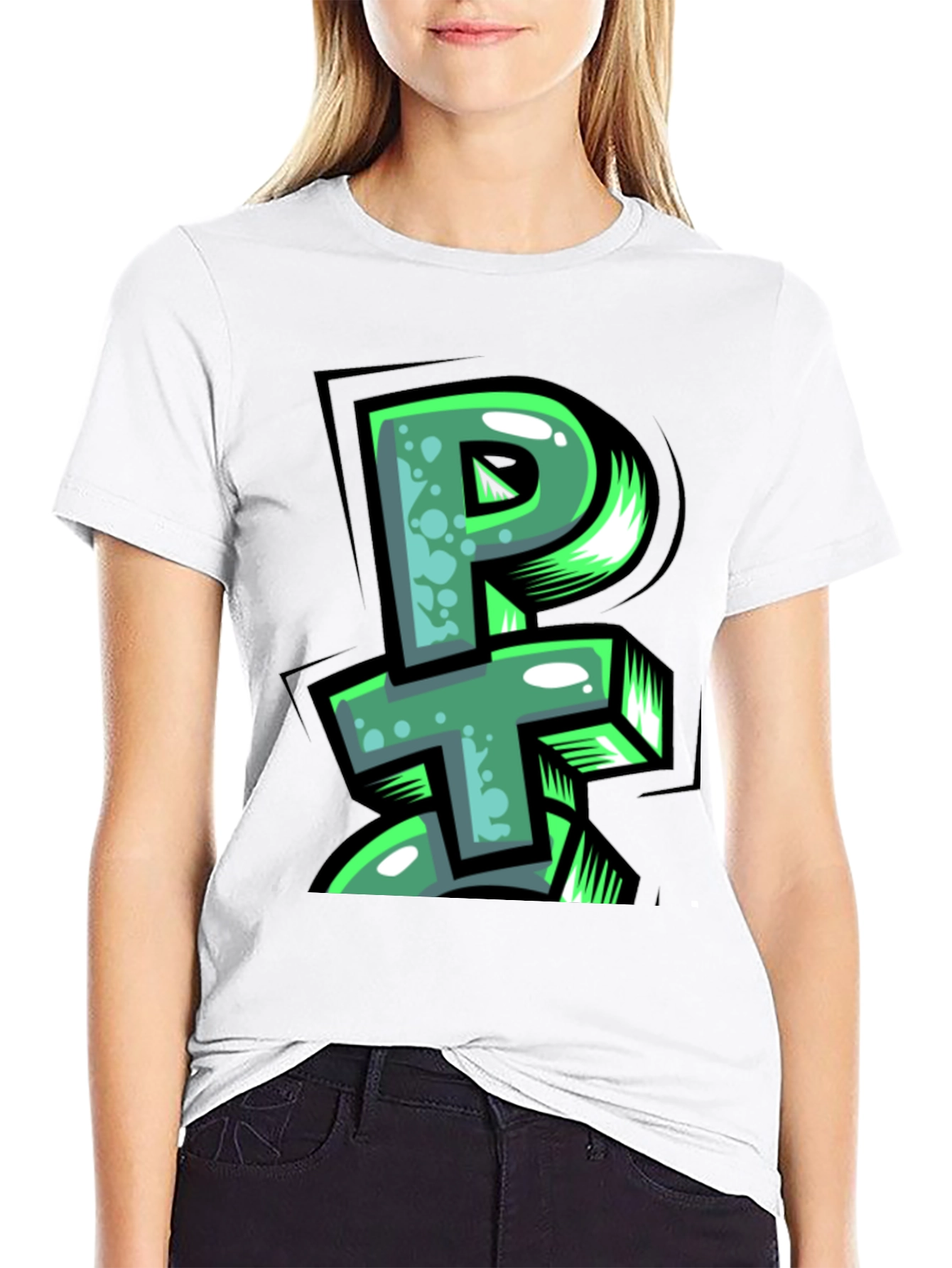 PT Graffiti Style Graphic Print Black T-Shirt