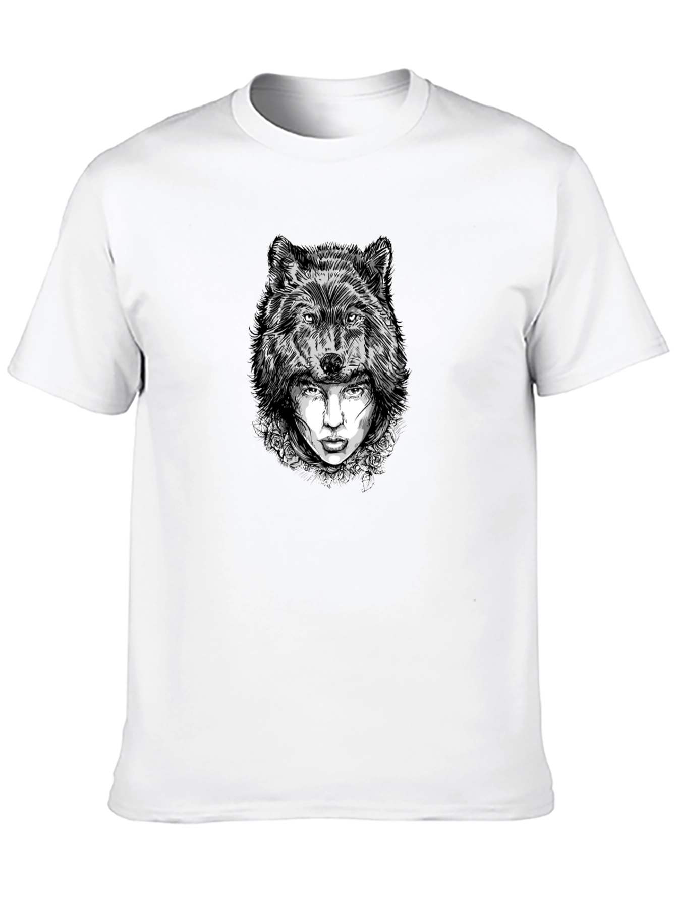 Wolf Woman Graphic Tee - Stylish Black T-Shirt