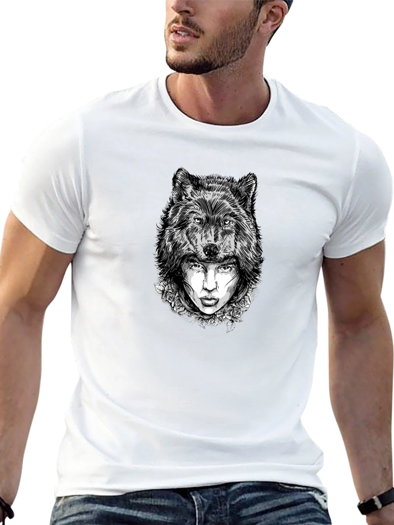 Wolf Woman Graphic Tee - Stylish Black T-Shirt