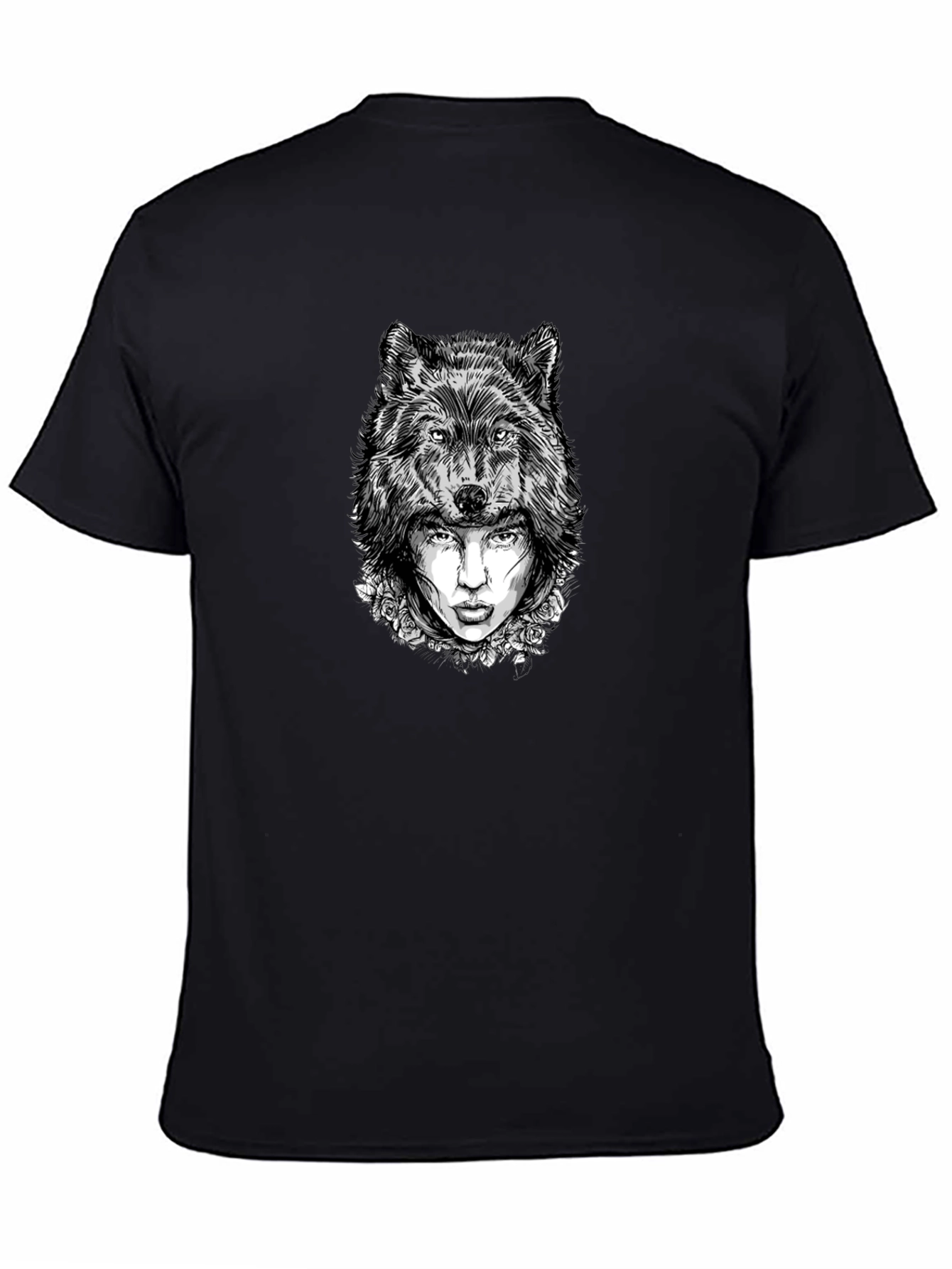 Wolf Woman Graphic Tee - Stylish Black T-Shirt