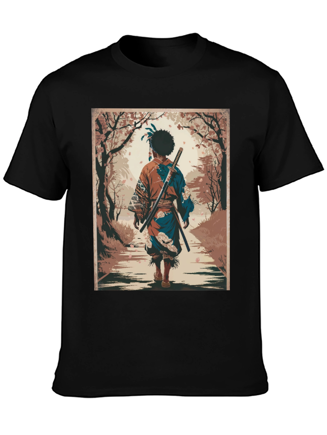 Samurai Art Graphic Tee - Stylish Unisex Cotton T-Shirt