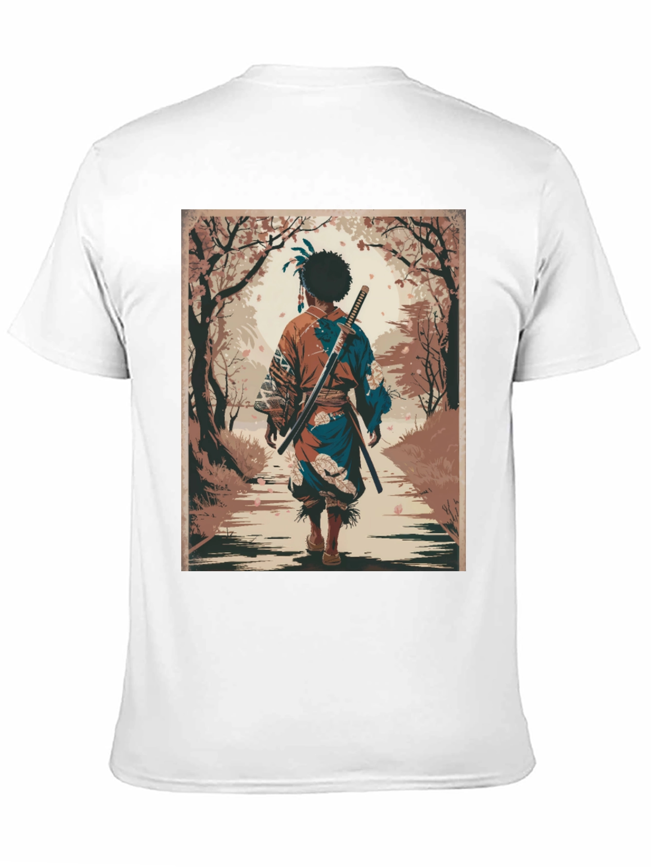 Samurai Art Graphic Tee - Stylish Unisex Cotton T-Shirt