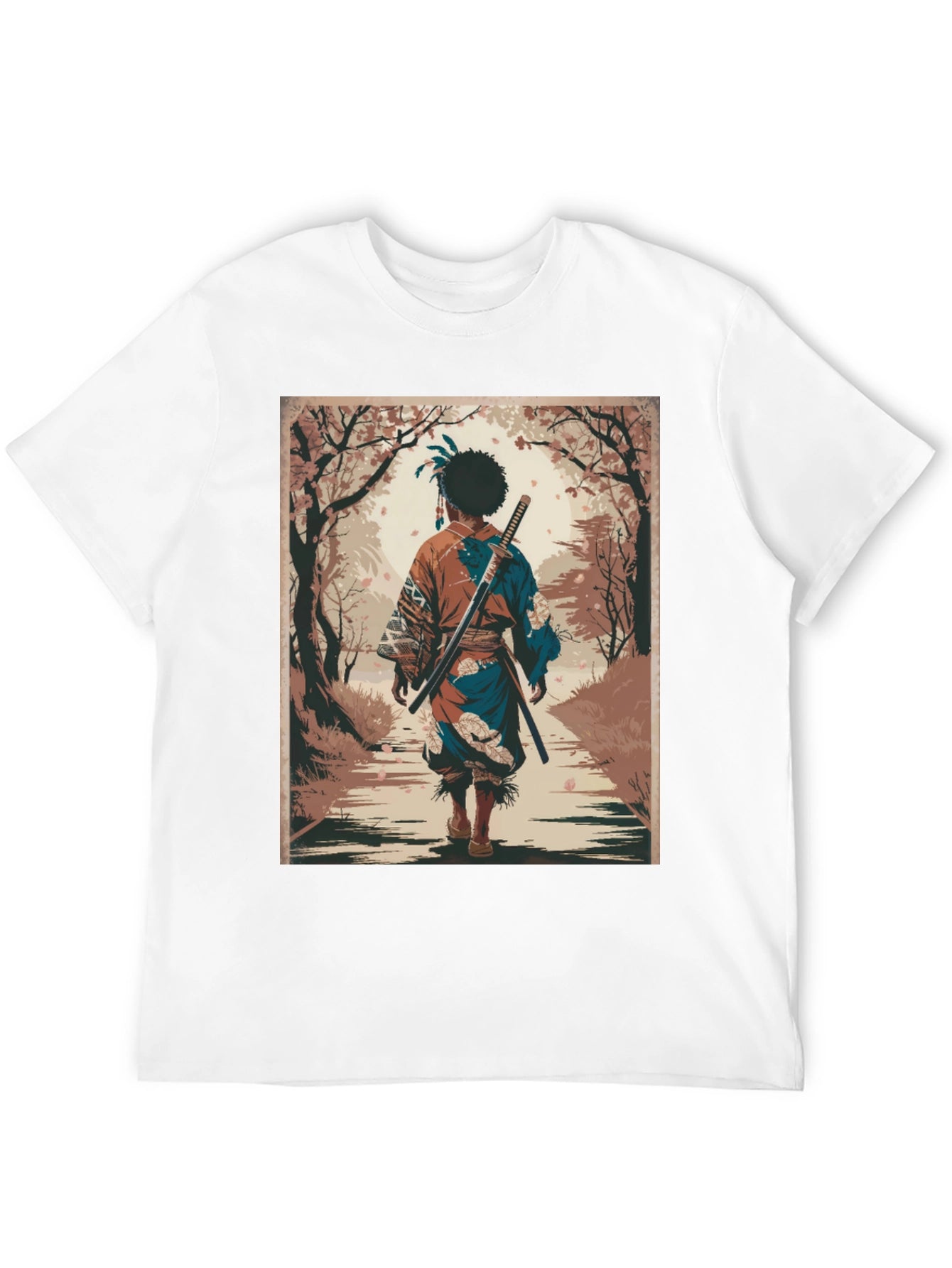 Samurai Art Graphic Tee - Stylish Unisex Cotton T-Shirt