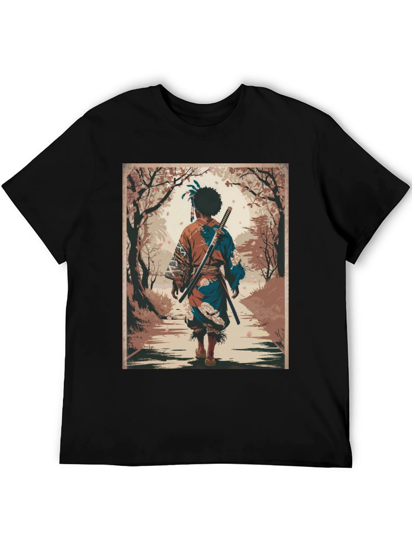 Samurai Art Graphic Tee - Stylish Unisex Cotton T-Shirt