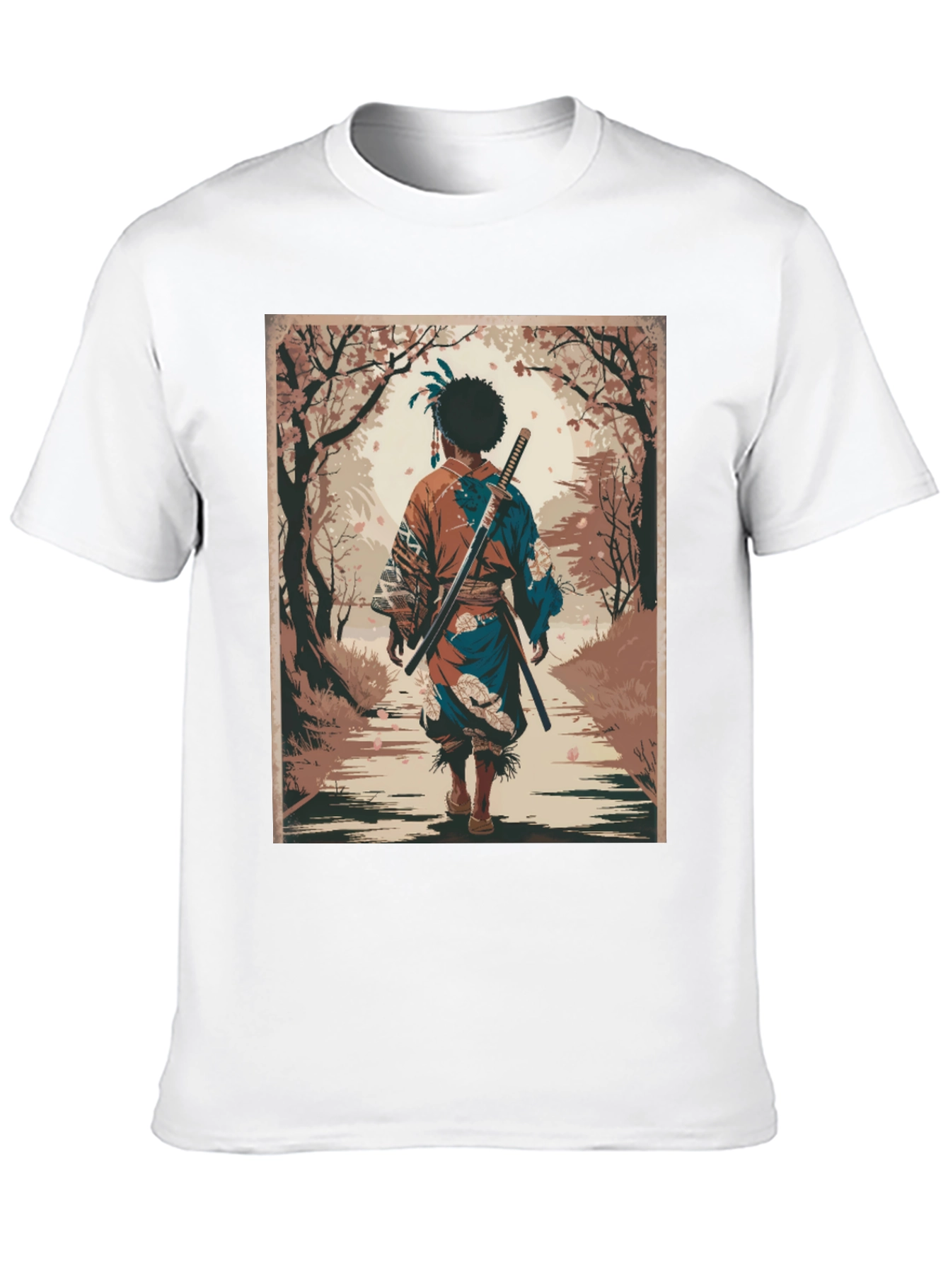 Samurai Art Graphic Tee - Stylish Unisex Cotton T-Shirt