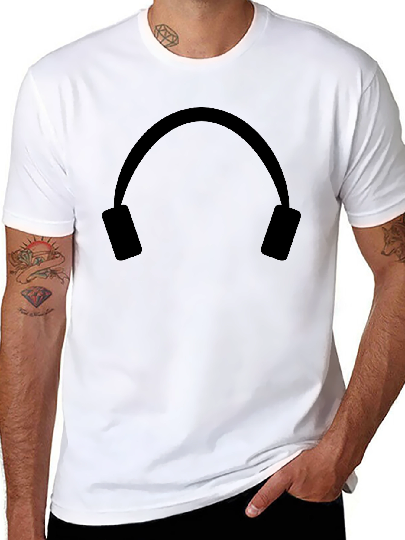 Black Headphone Graphic T-Shirt - Music Lover Tee