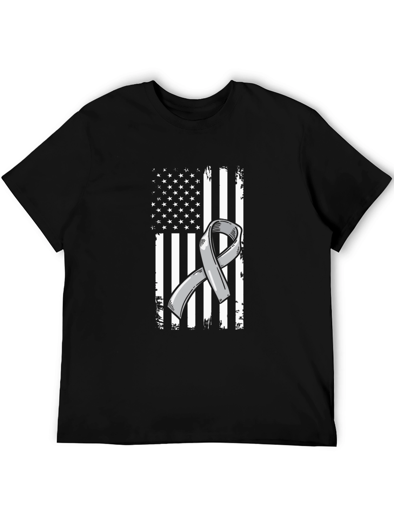 Awareness Ribbon American Flag Graphic T-Shirt