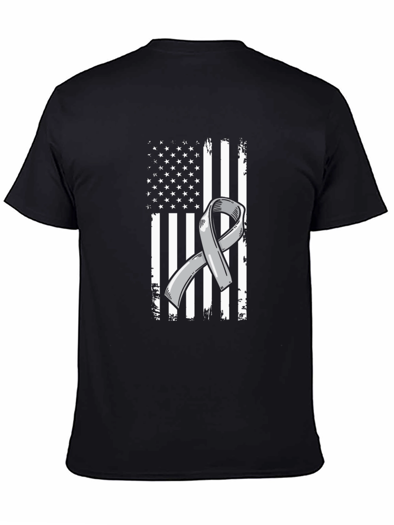 Awareness Ribbon American Flag Graphic T-Shirt