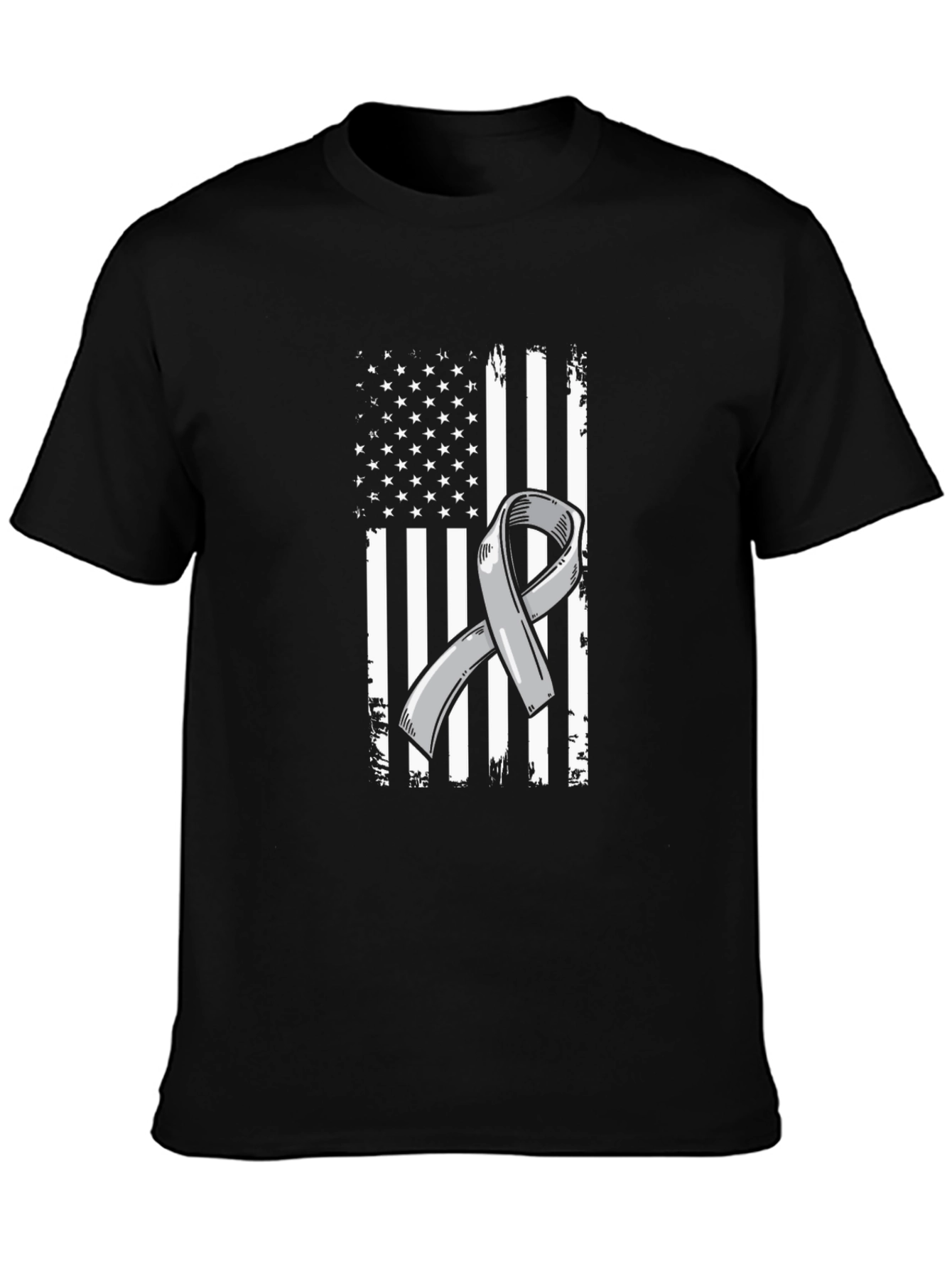 Awareness Ribbon American Flag Graphic T-Shirt