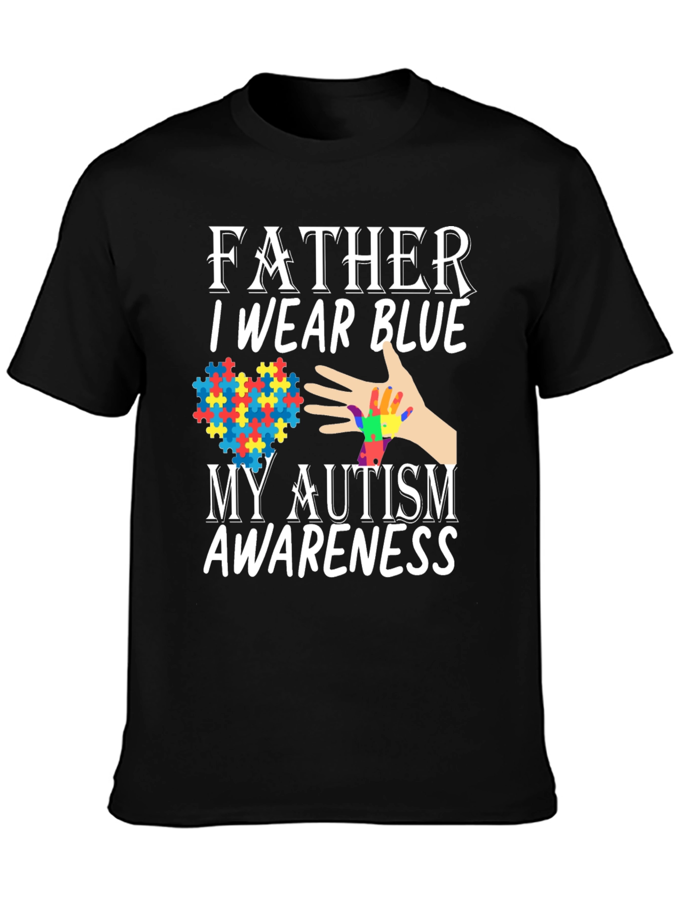 Father Autism Awareness Blue T-Shirt