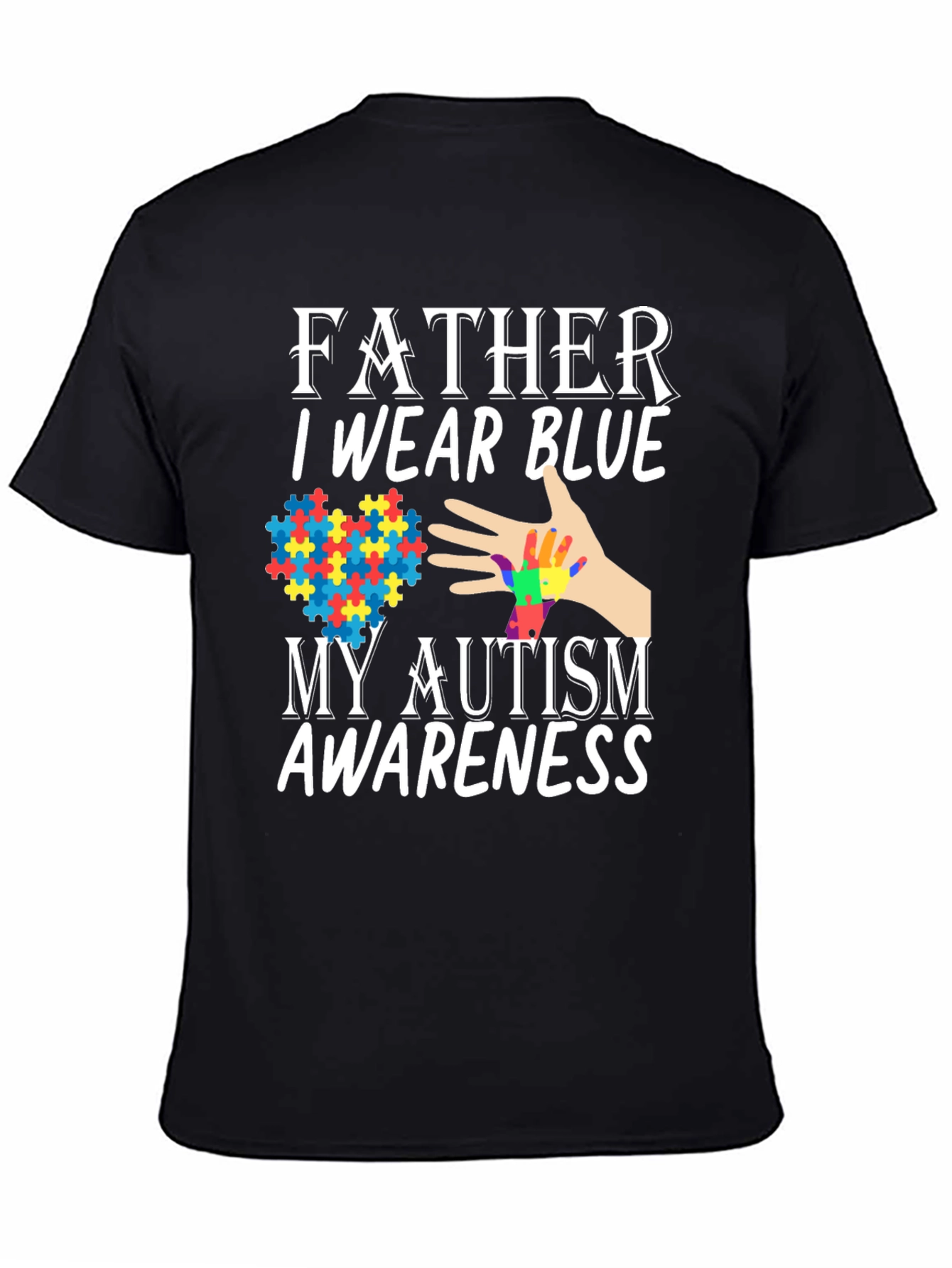 Father Autism Awareness Blue T-Shirt