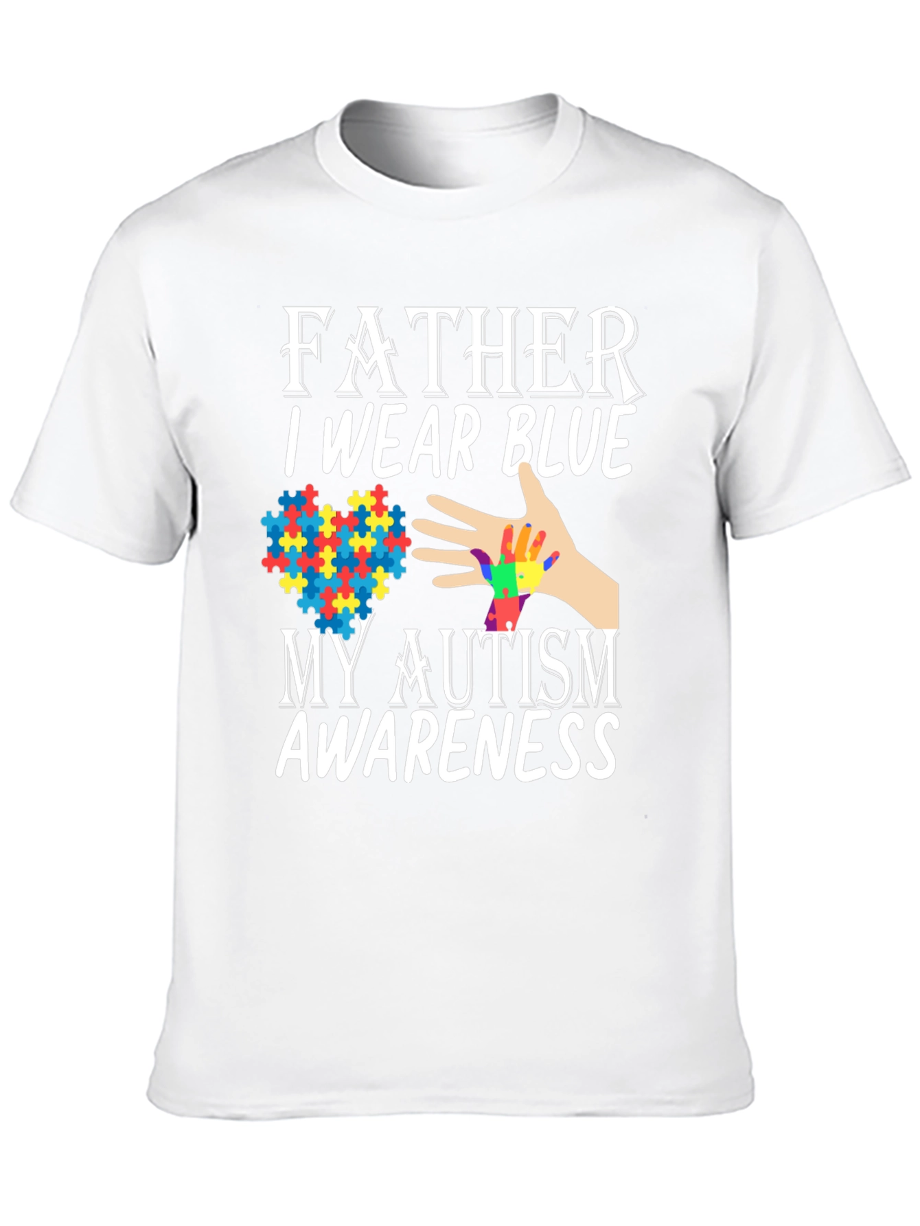 Father Autism Awareness Blue T-Shirt