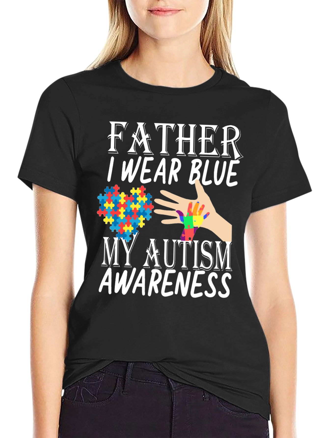 Father Autism Awareness Blue T-Shirt