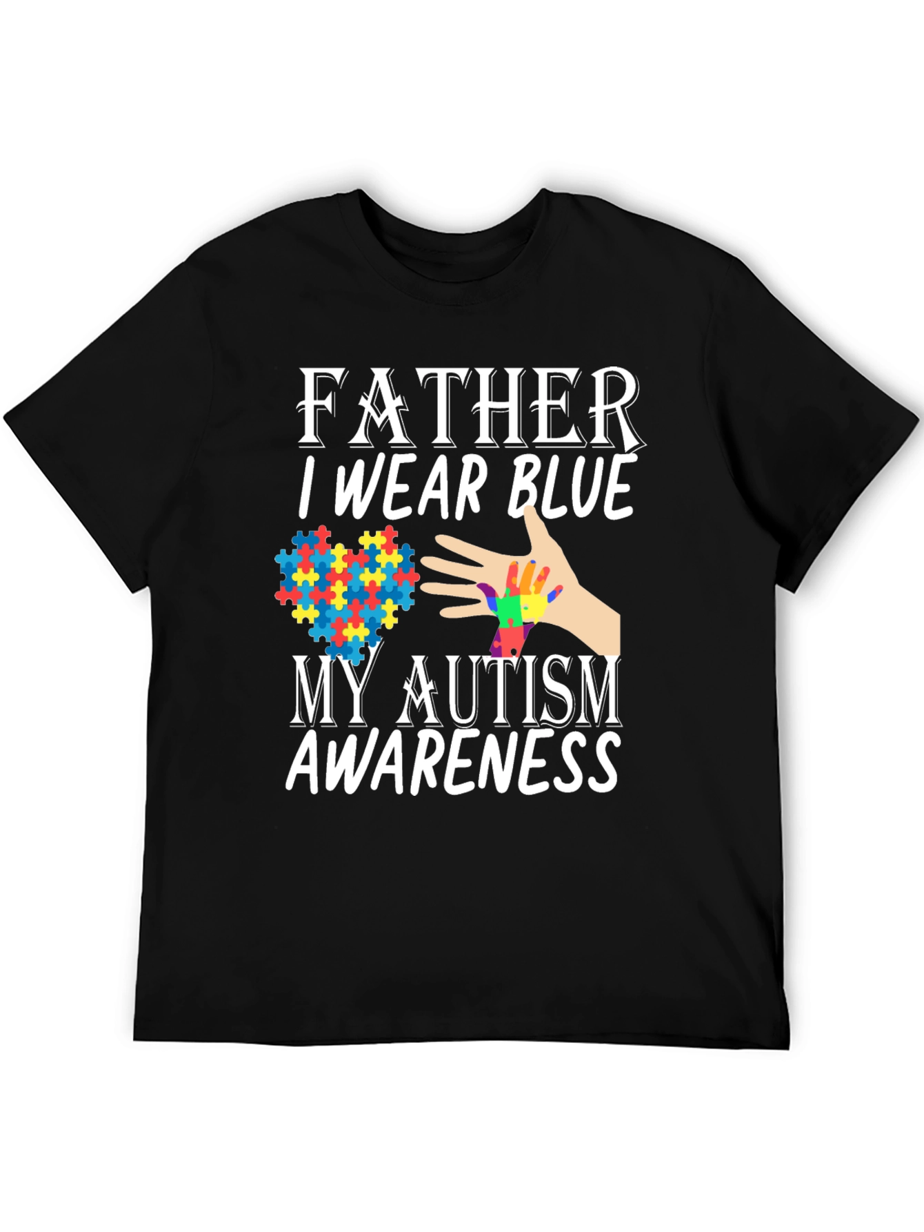 Father Autism Awareness Blue T-Shirt