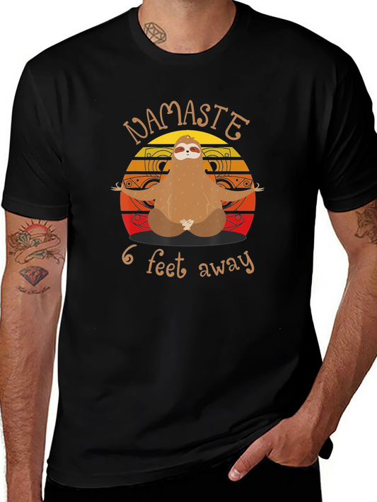 Namaste Sloth T-Shirt - 6 Feet Away - Funny Yoga Tee