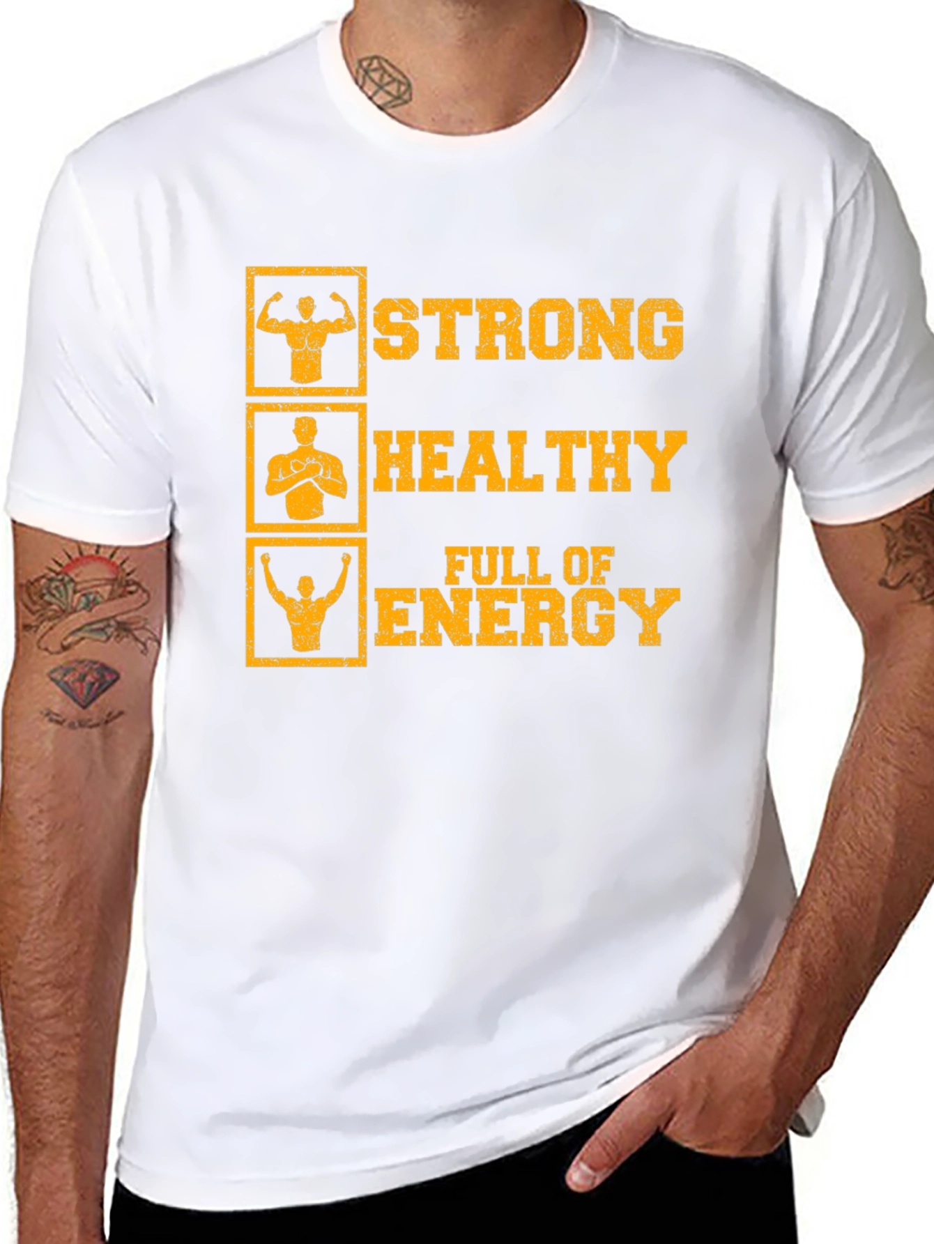 Strong Healthy Energy T-Shirt: Gym Workout Motivation
