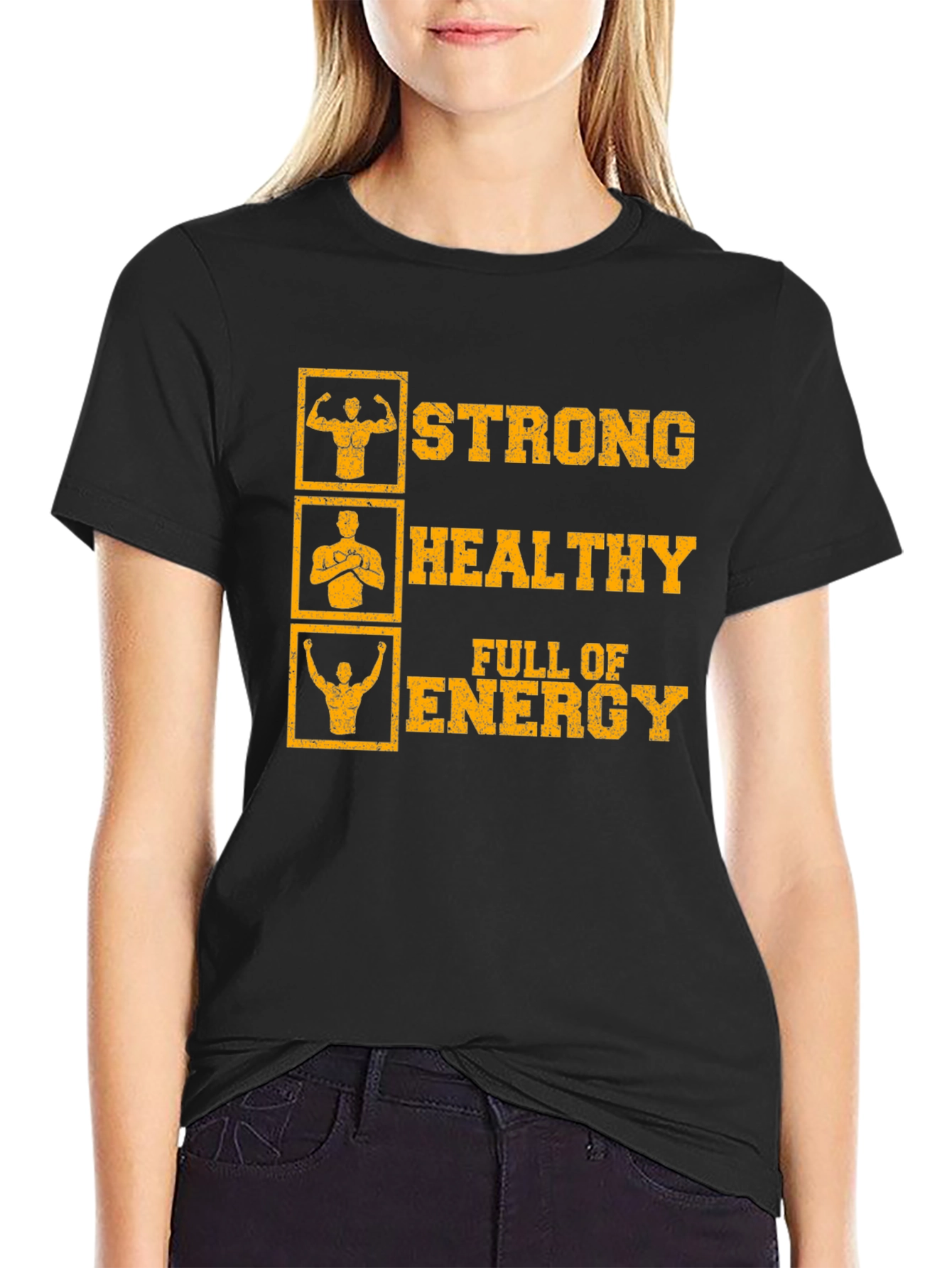 Strong Healthy Energy T-Shirt: Gym Workout Motivation