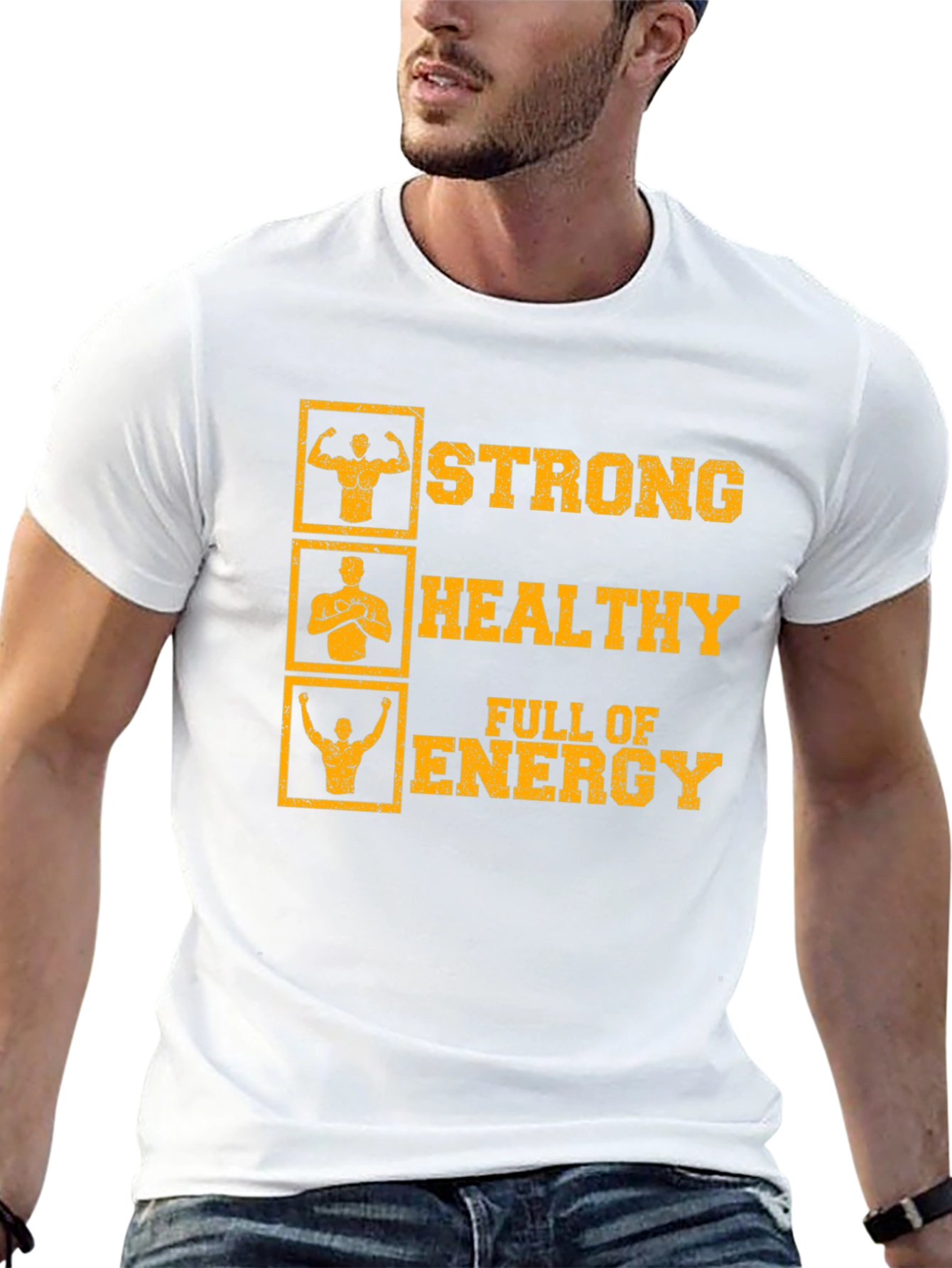 Strong Healthy Energy T-Shirt: Gym Workout Motivation