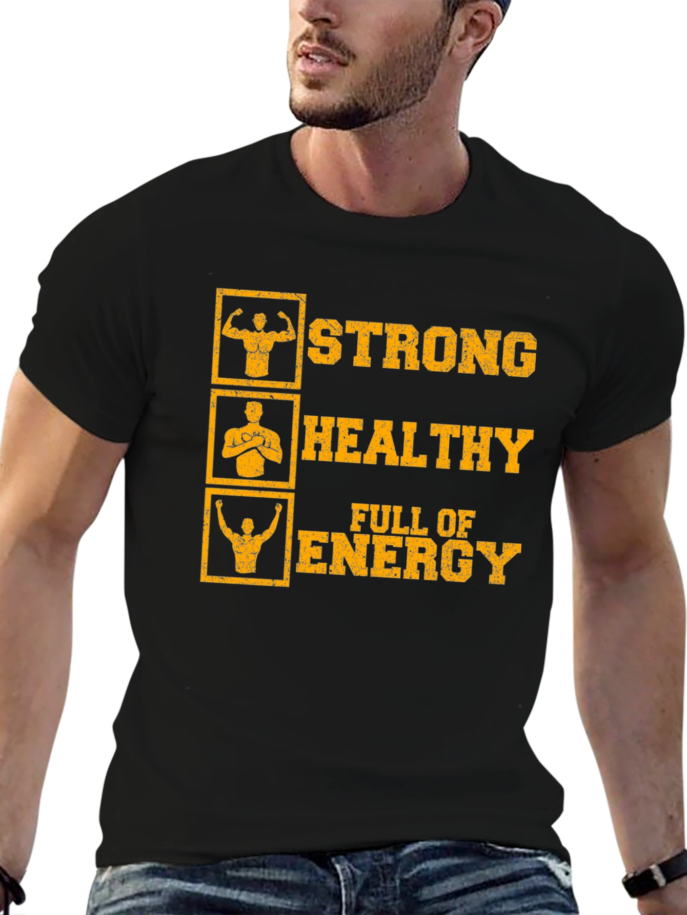 Strong Healthy Energy T-Shirt: Gym Workout Motivation