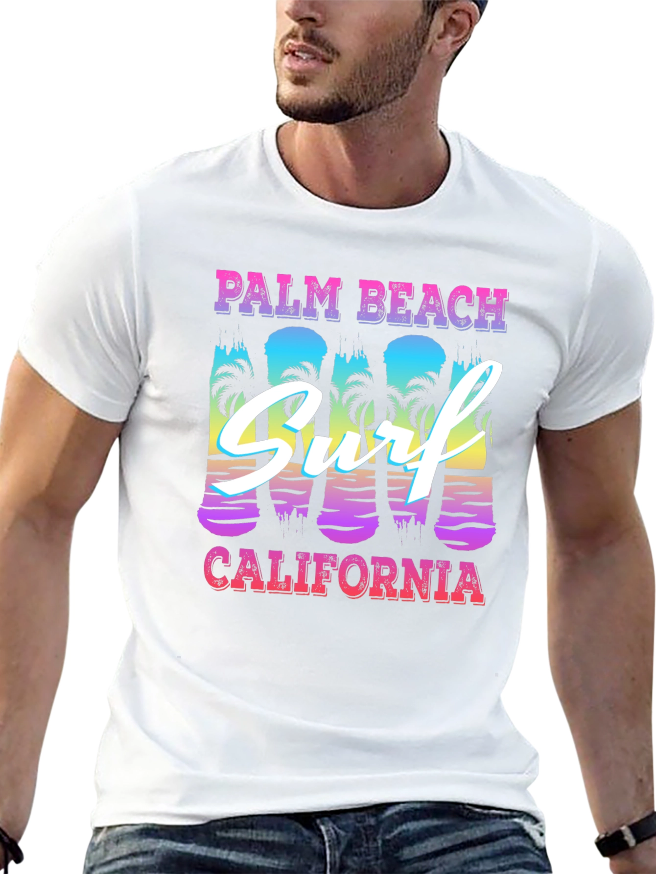 Palm Beach California Surf Graphic T-Shirt