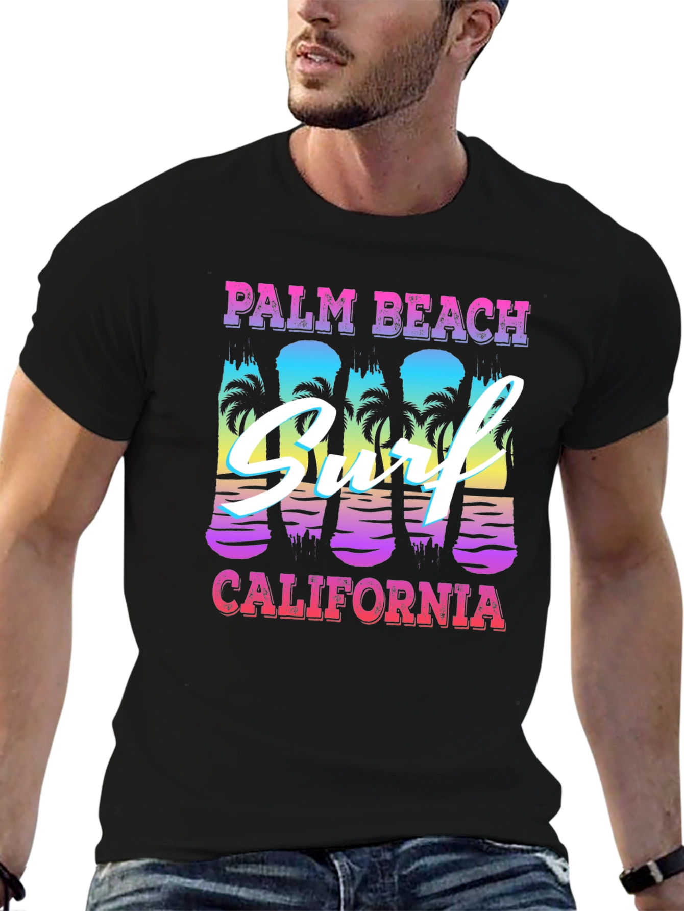 Palm Beach California Surf Graphic T-Shirt