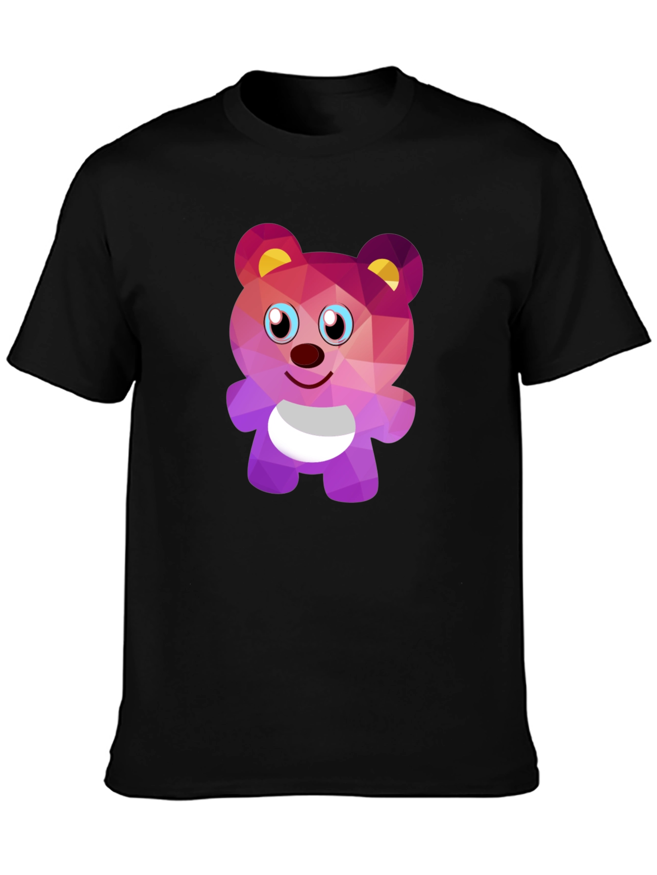 Geometric Bear Graphic Tee - Stylish Black T-Shirt