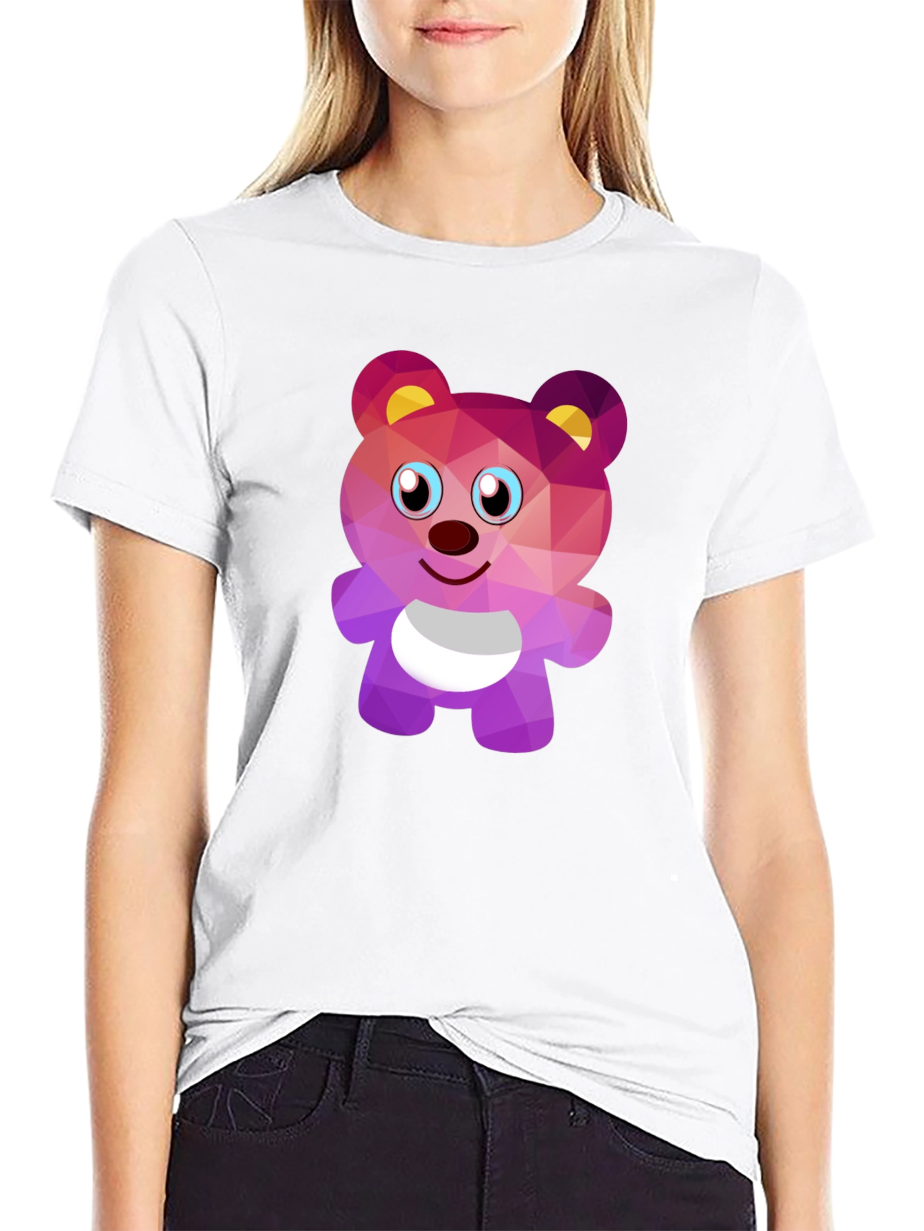 Geometric Bear Graphic Tee - Stylish Black T-Shirt