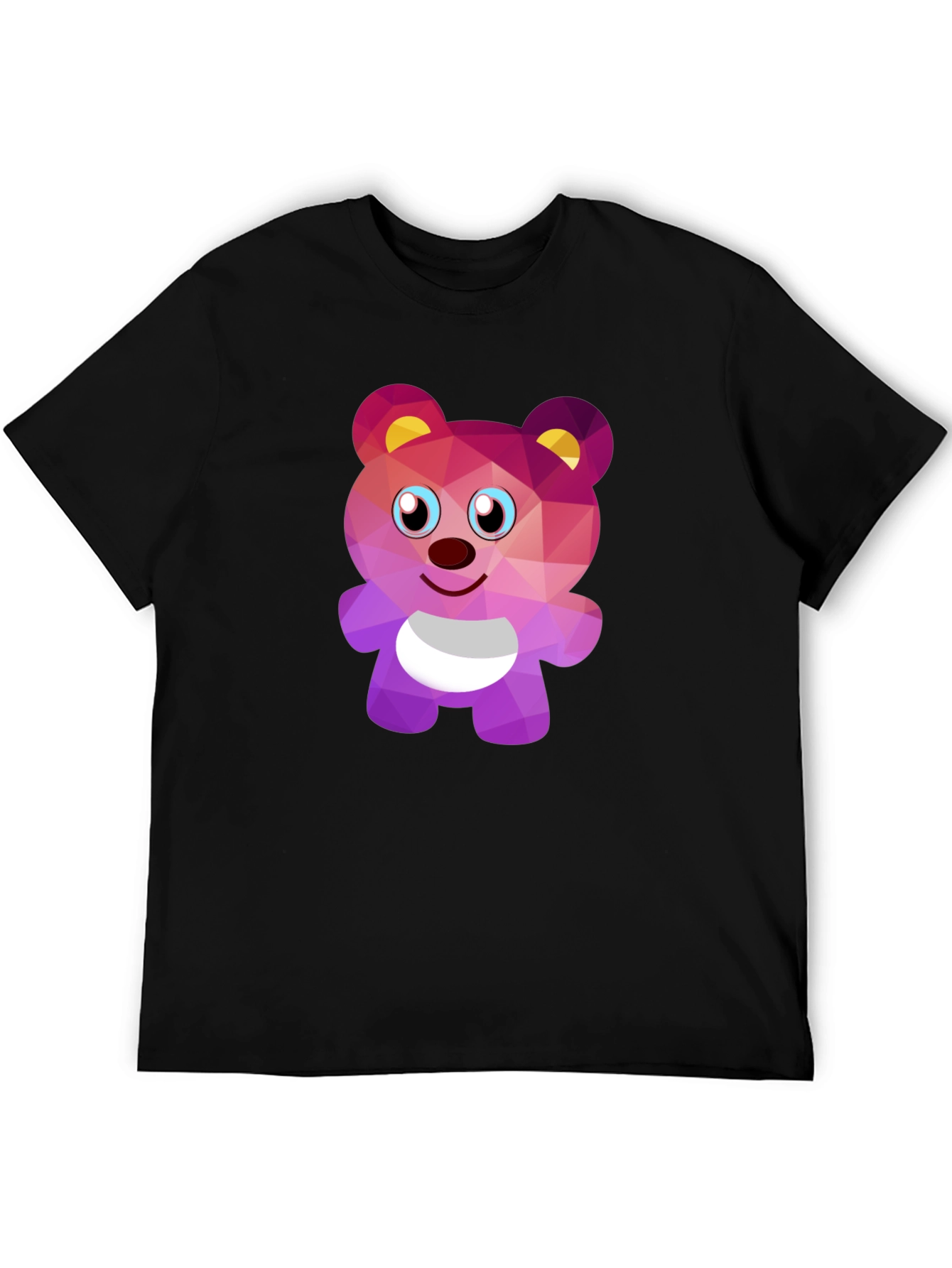 Geometric Bear Graphic Tee - Stylish Black T-Shirt