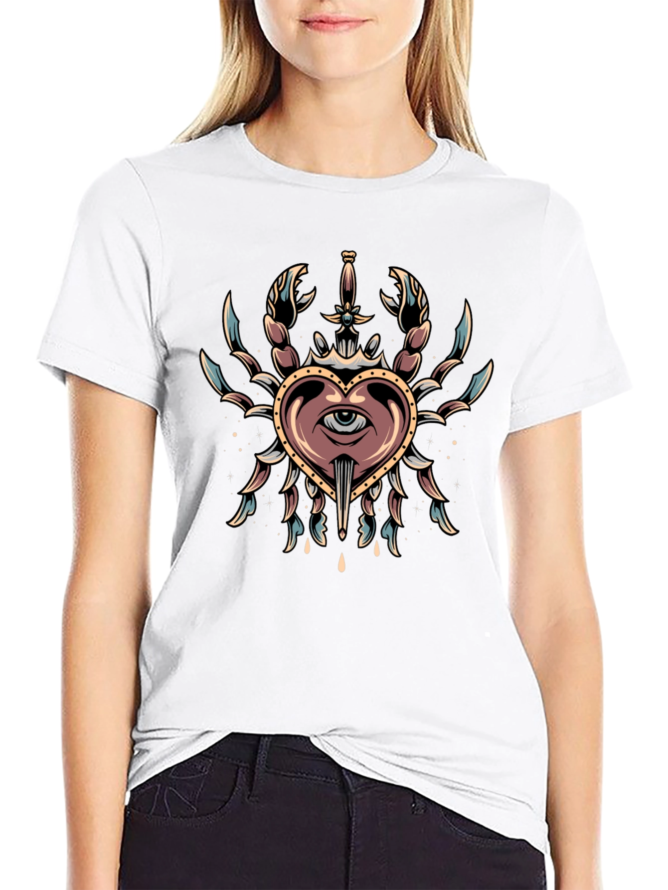 Heart Eye Crab Tattoo T-Shirt