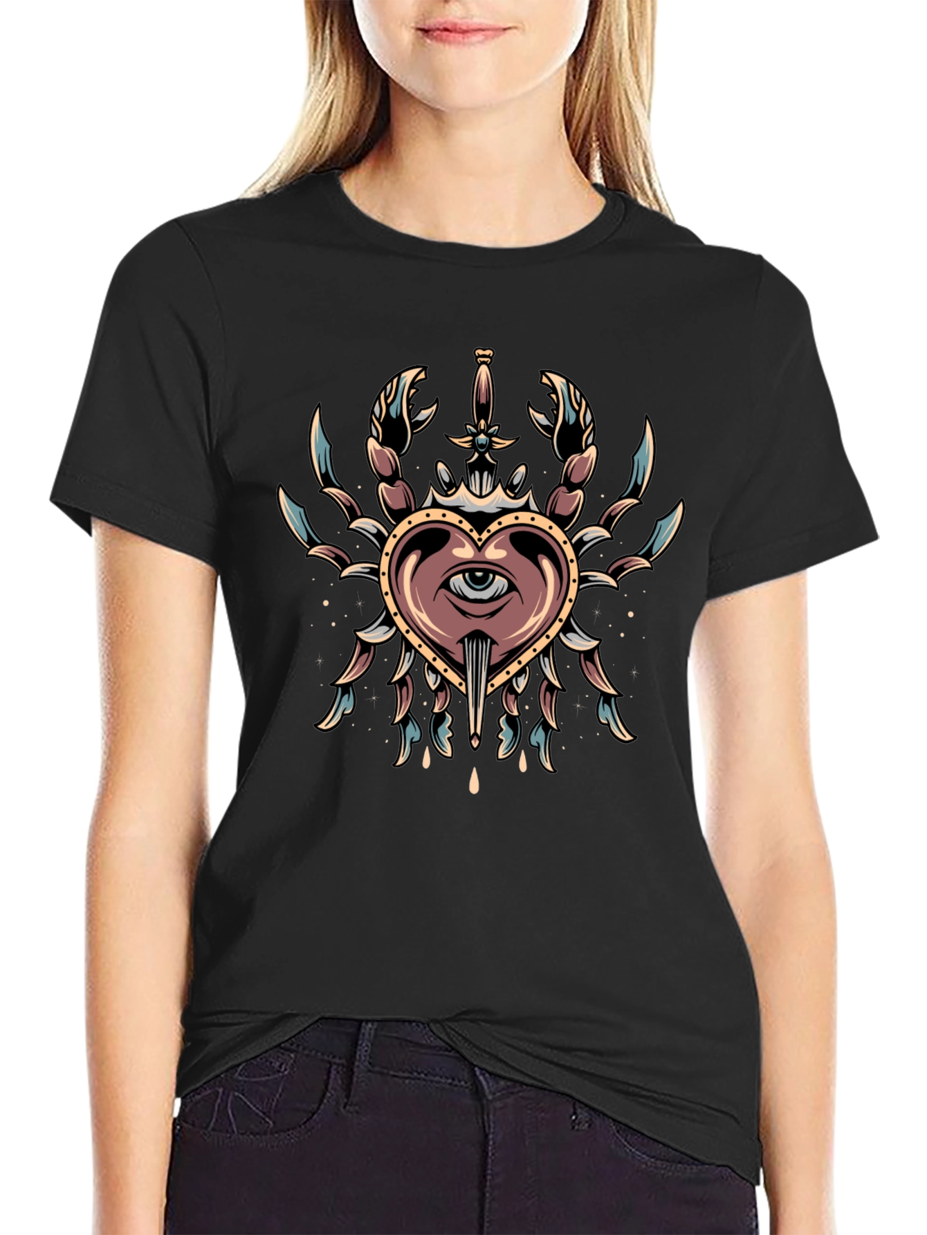 Heart Eye Crab Tattoo T-Shirt