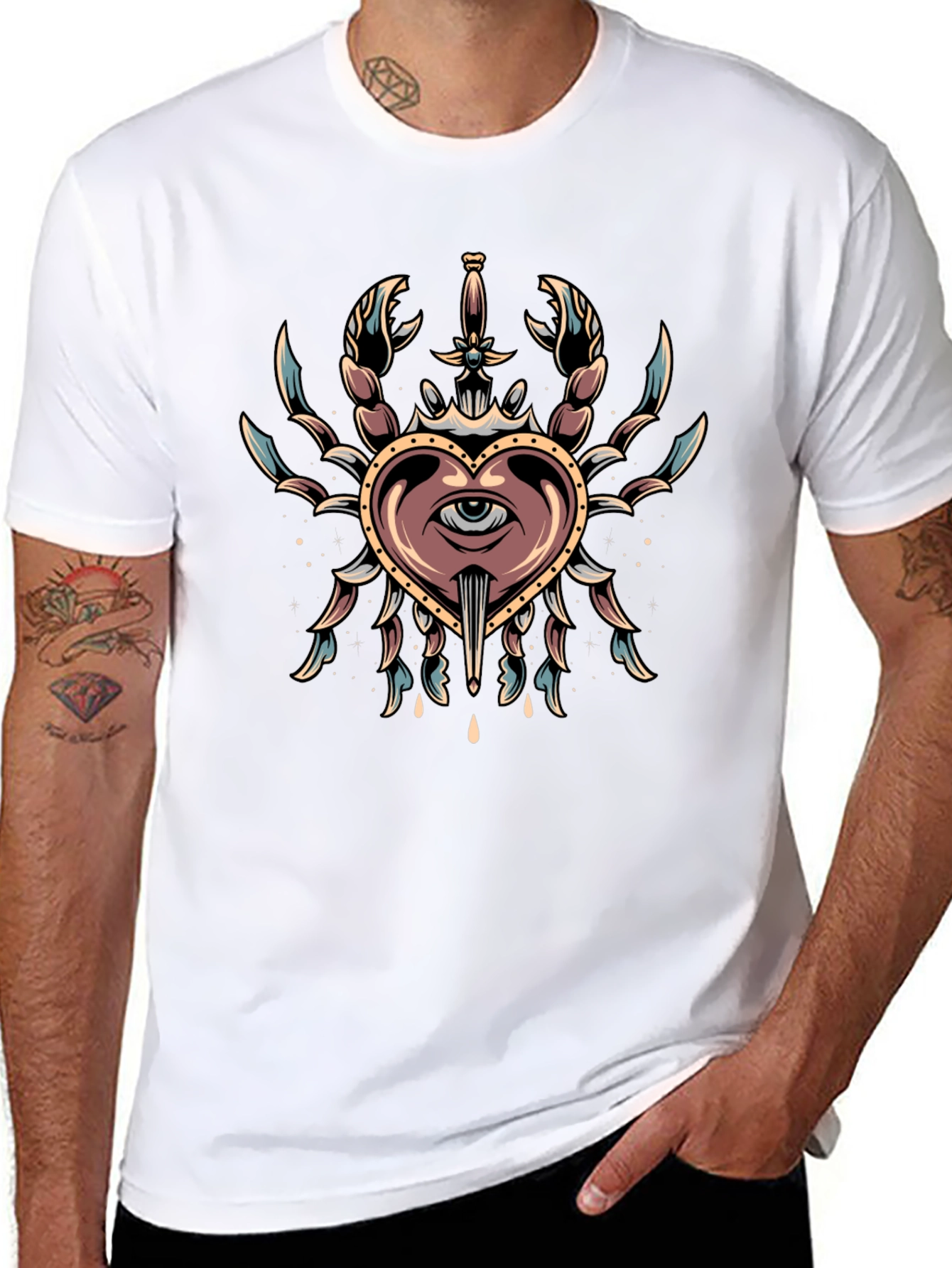 Heart Eye Crab Tattoo T-Shirt