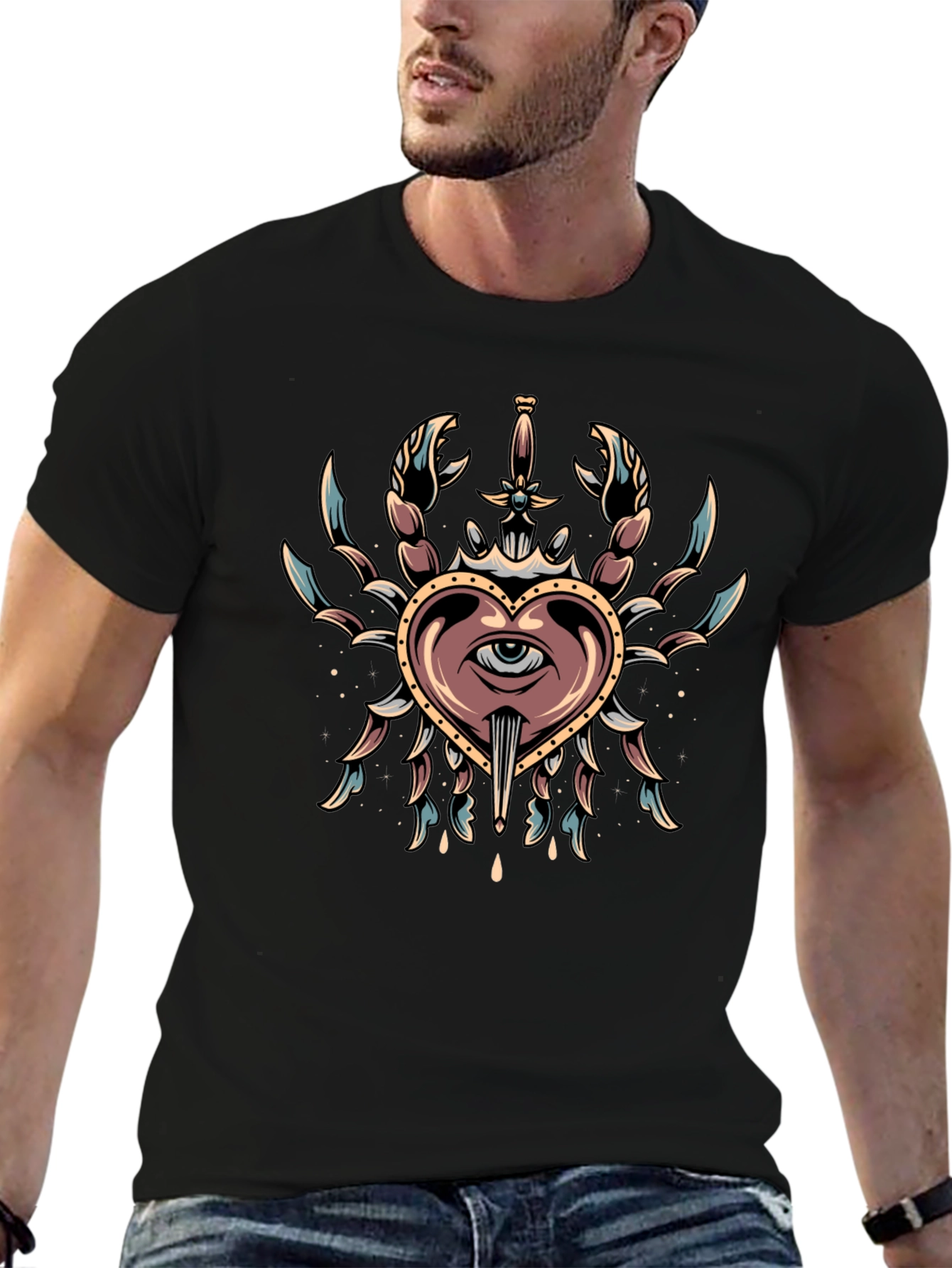 Heart Eye Crab Tattoo T-Shirt