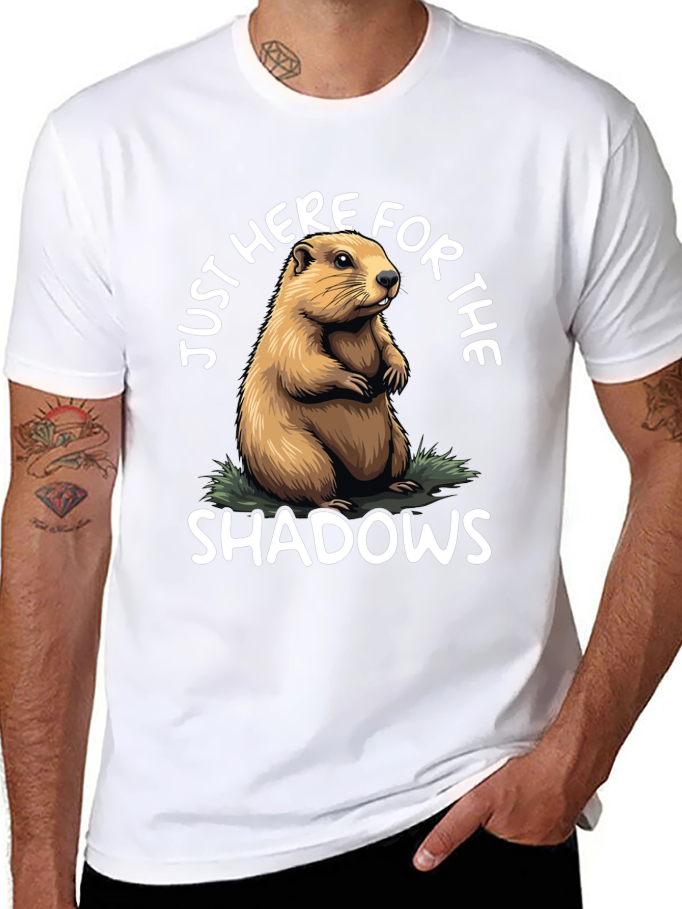 Groundhog Day T-Shirt: Just Here for Shadows!