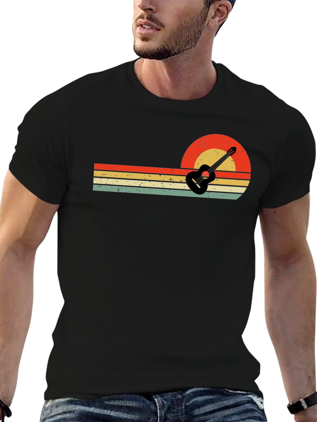 Retro Sunset Guitar T-Shirt