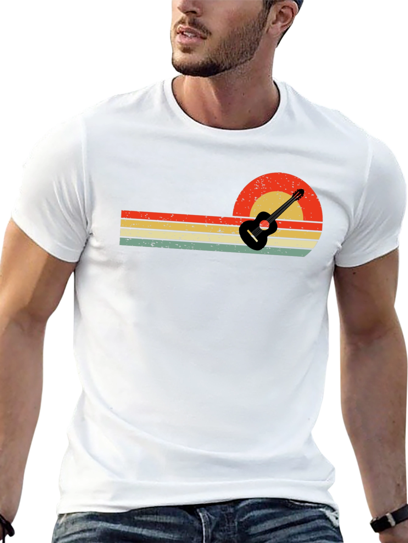 Retro Sunset Guitar T-Shirt