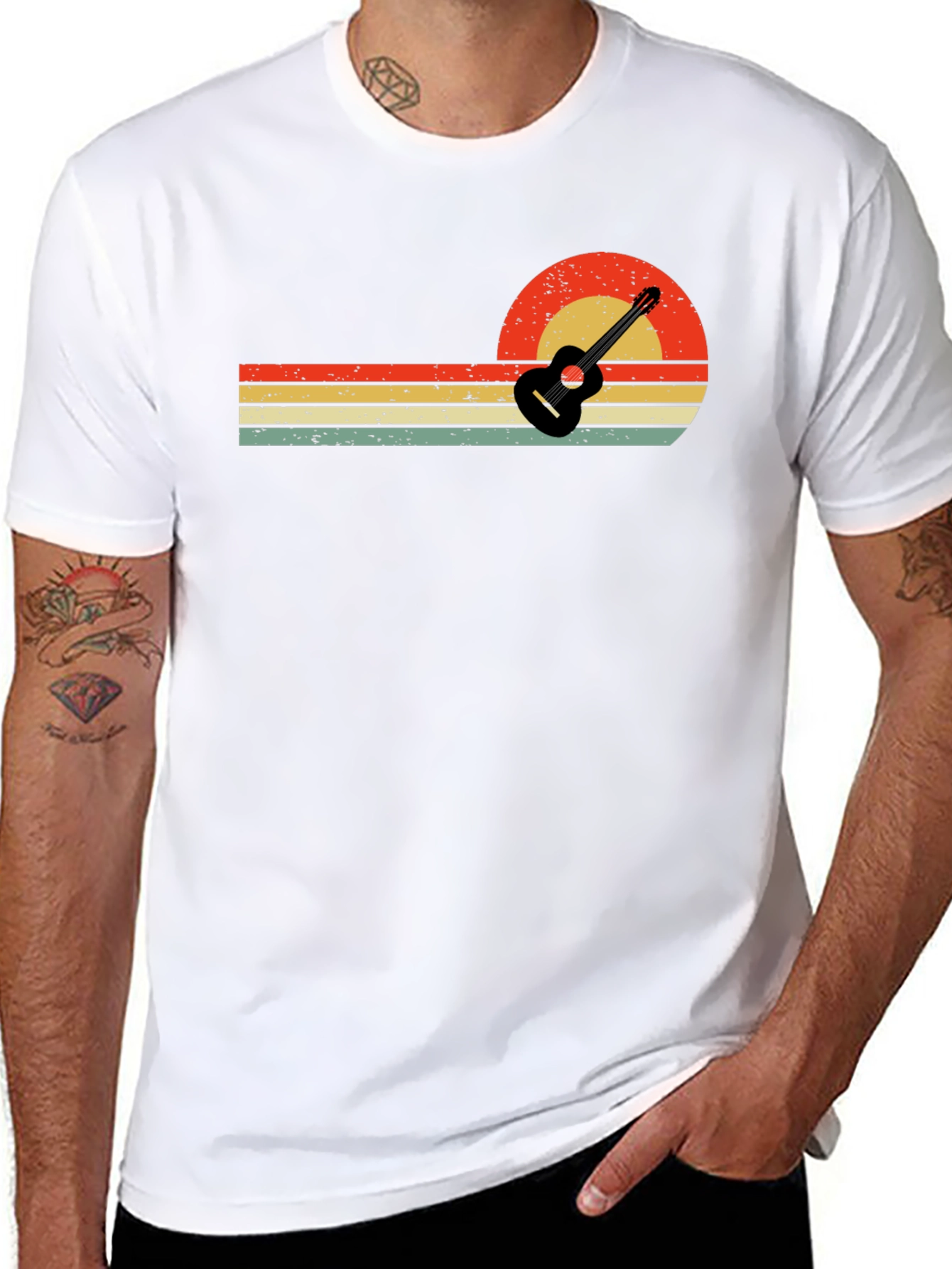Retro Sunset Guitar T-Shirt