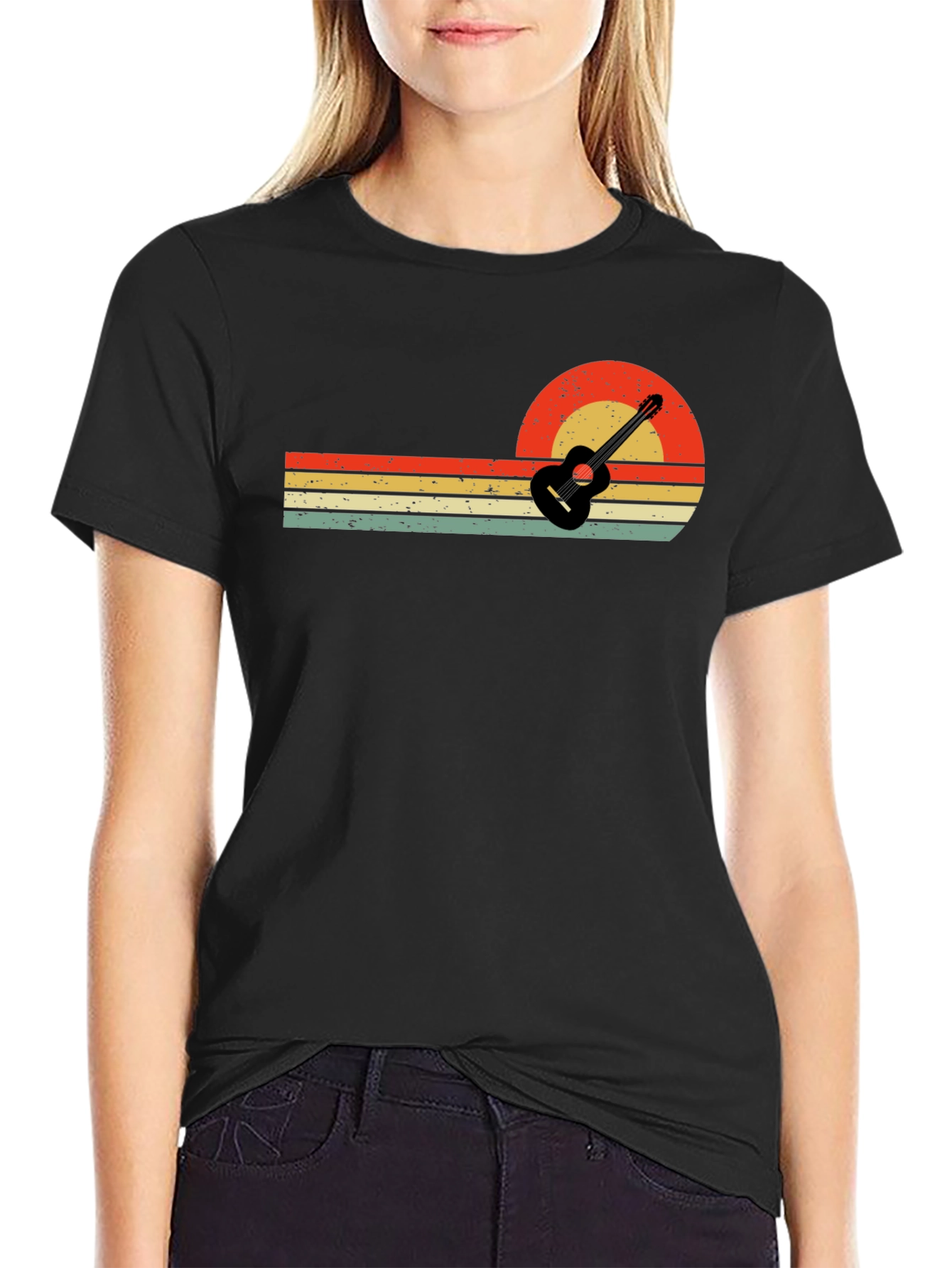 Retro Sunset Guitar T-Shirt