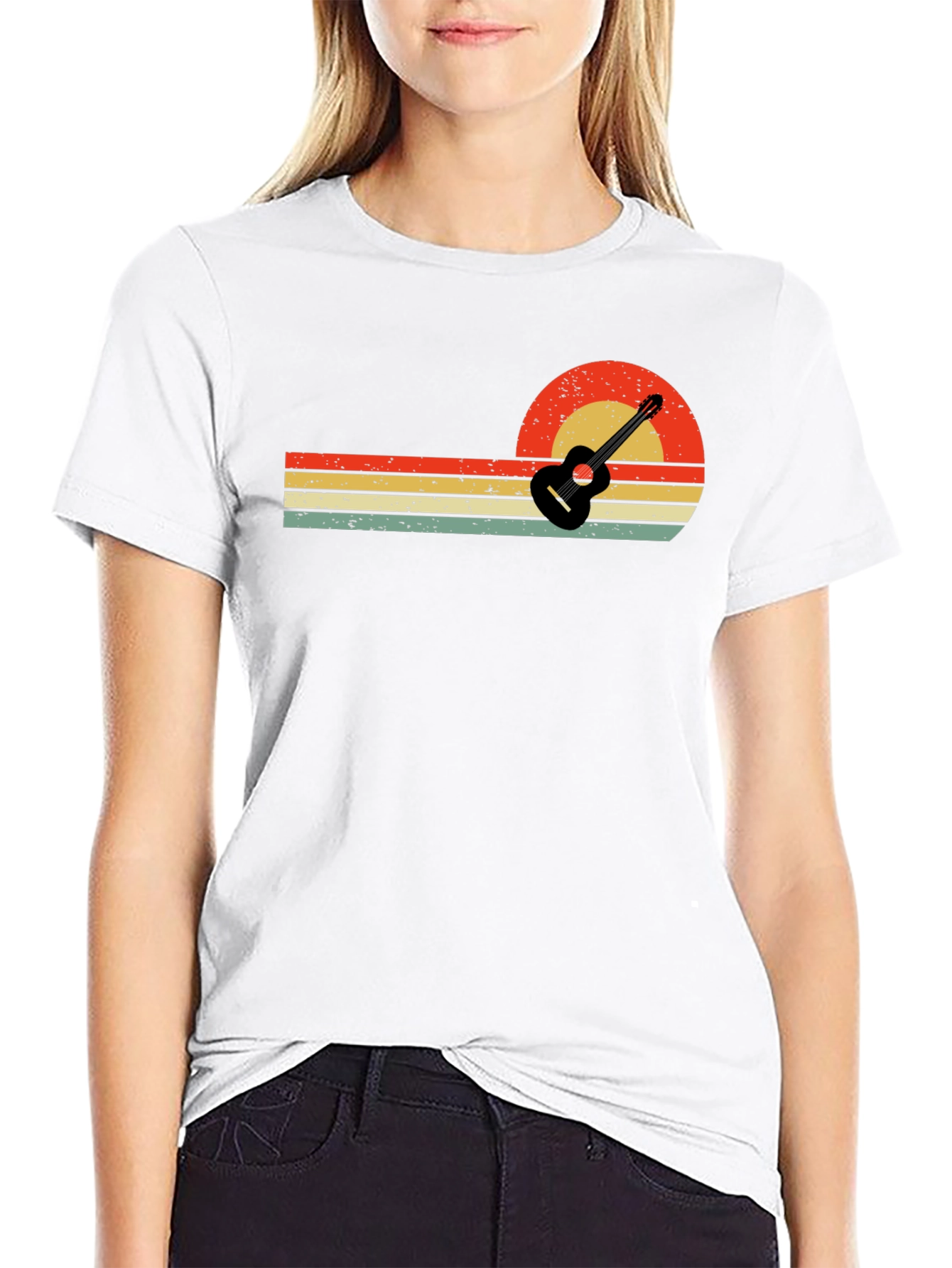 Retro Sunset Guitar T-Shirt