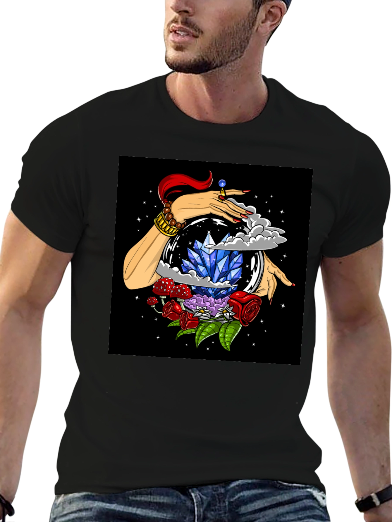 Mystic Crystal Ball Graphic Tee - Unisex Black T-Shirt
