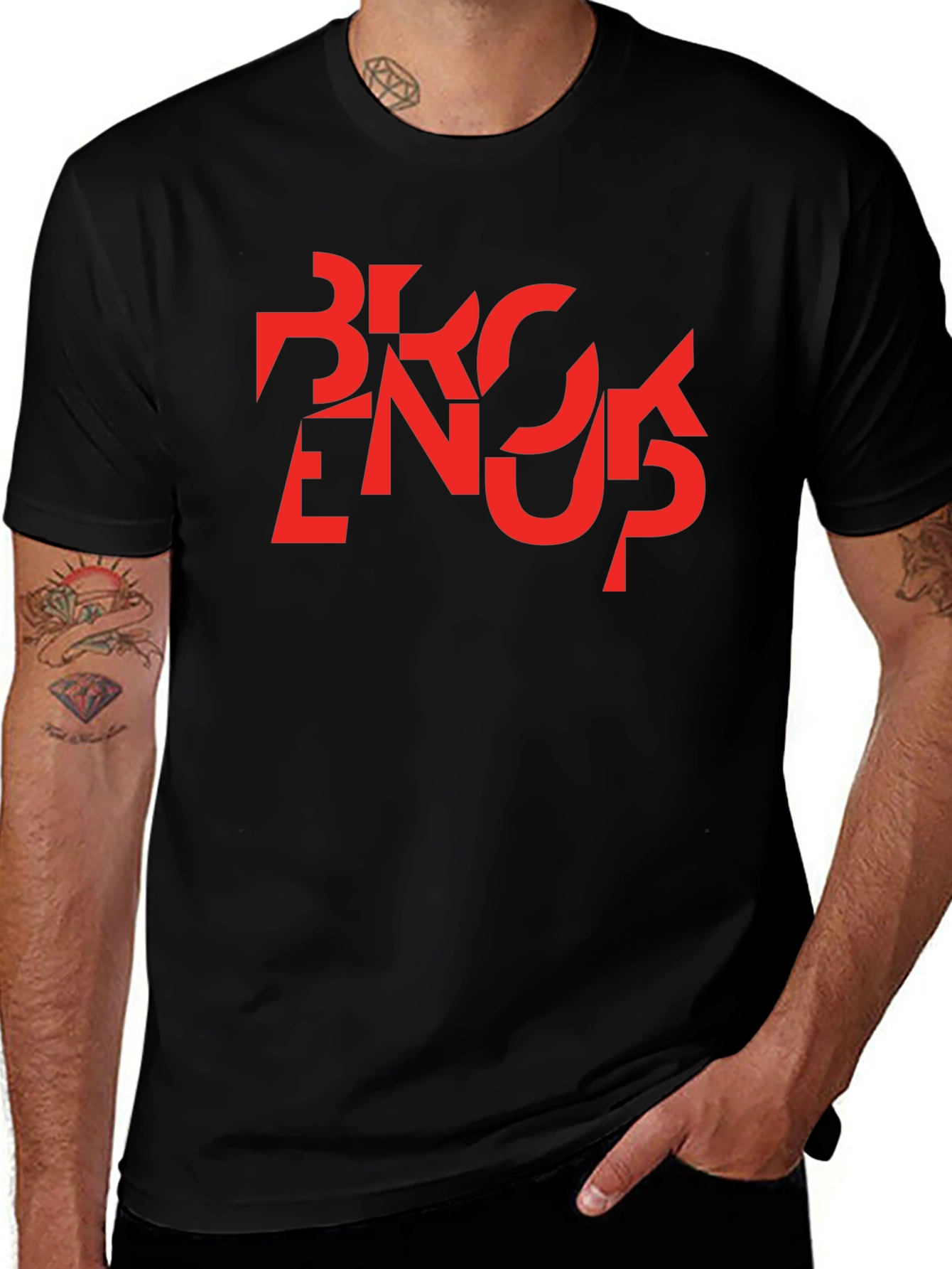 Abstract Graphic T-Shirt - Black with Red Design