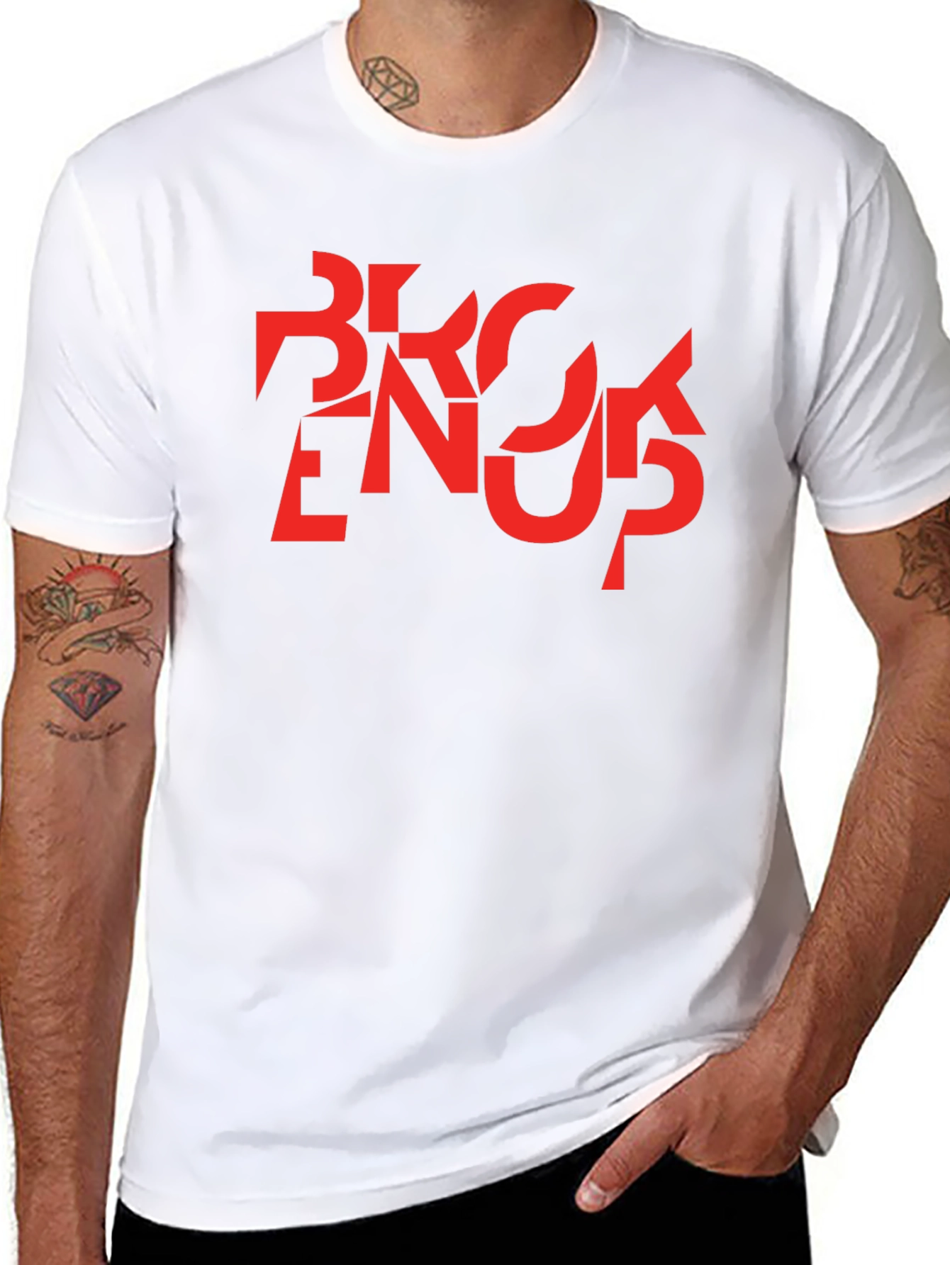 Abstract Graphic T-Shirt - Black with Red Design