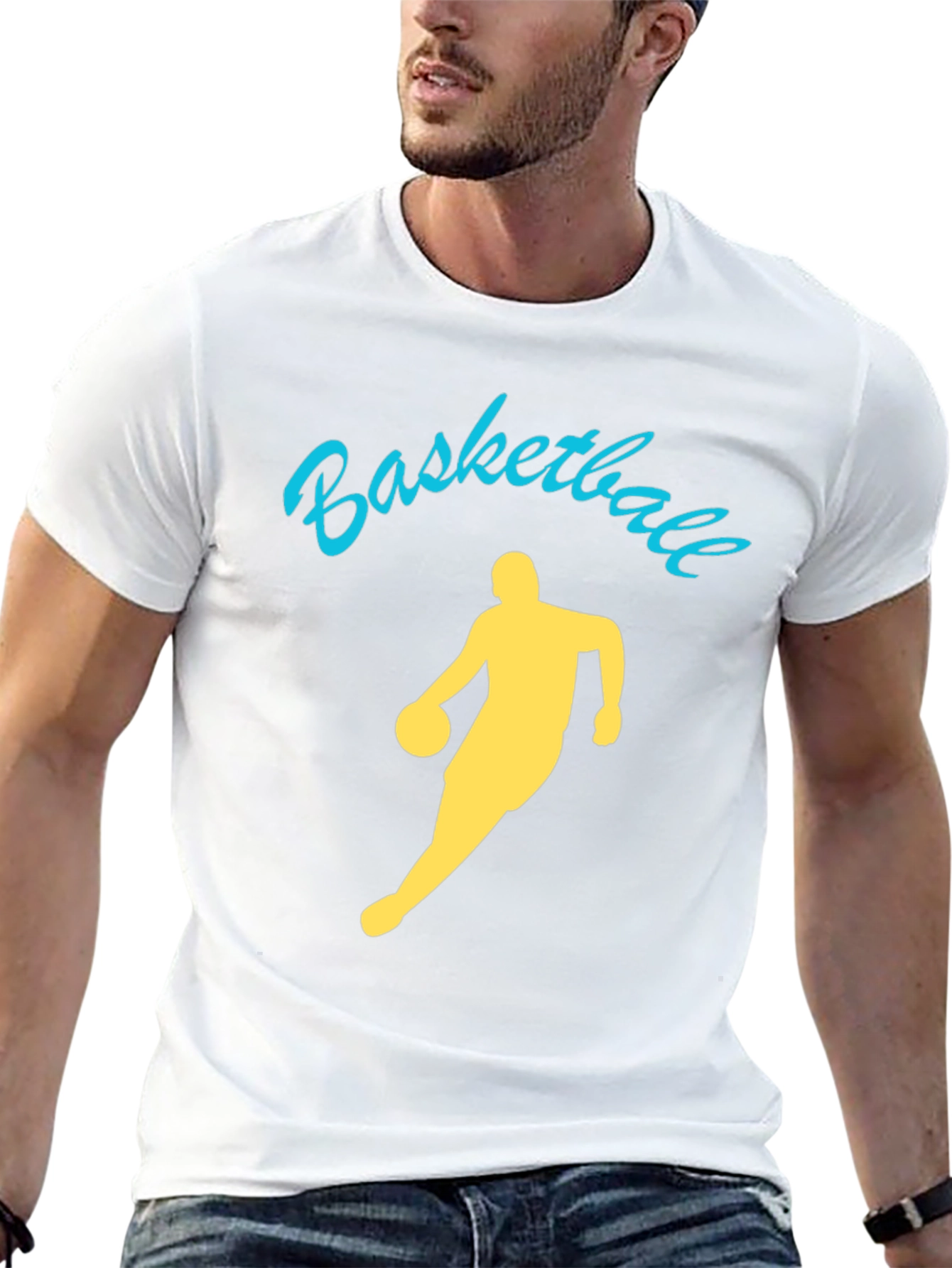 Basketball Player Graphic Tee - Black Cotton Shirt