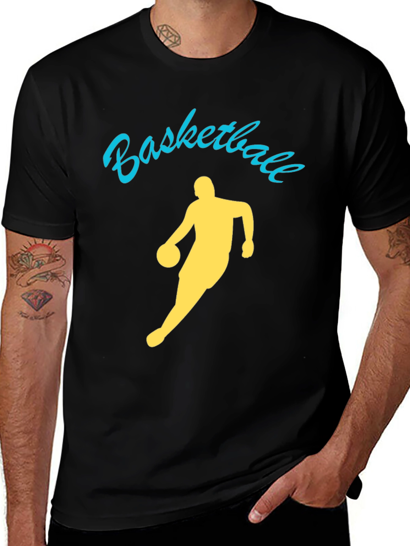 Basketball Player Graphic Tee - Black Cotton Shirt