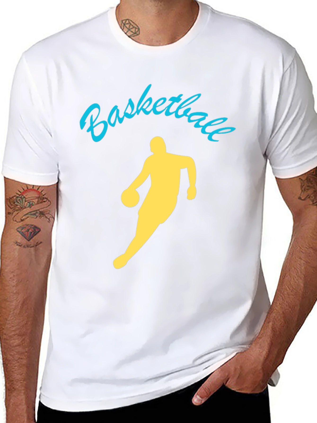 Basketball Player Graphic Tee - Black Cotton Shirt