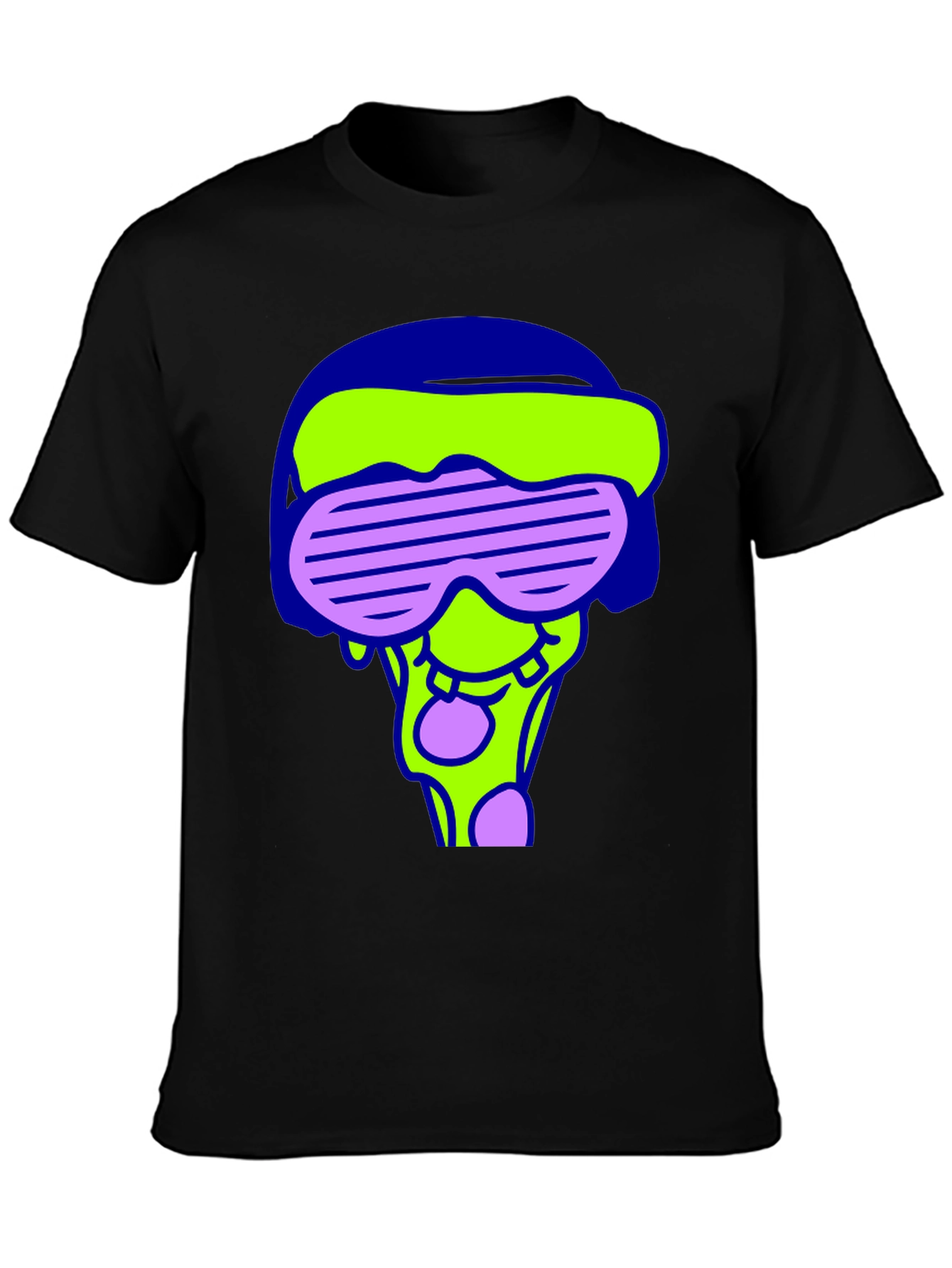 Funky Graphic Tee - Cartoon Pizza Rave Design
